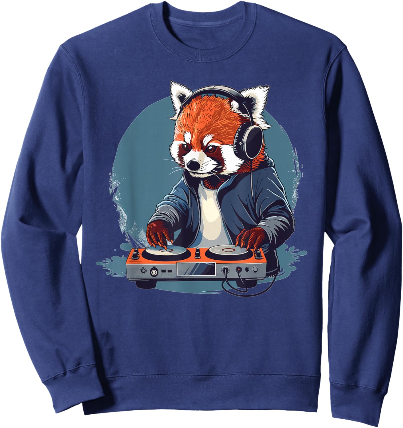 Cartoon Red Panda DJ Sweatshirt - Sweatshirt | Navy