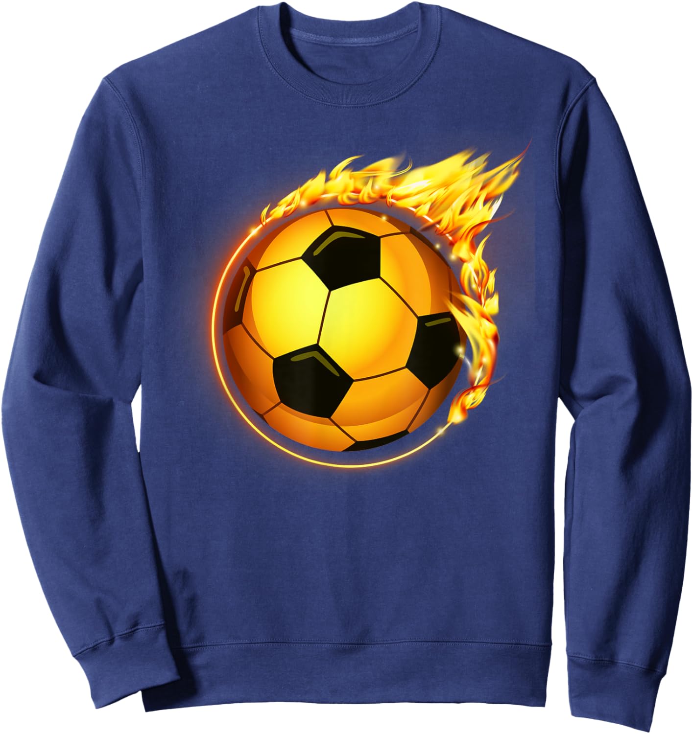 Flaming Soccer Ball Flames Soccer Goal Sweatshirt - Sweatshirt | Navy