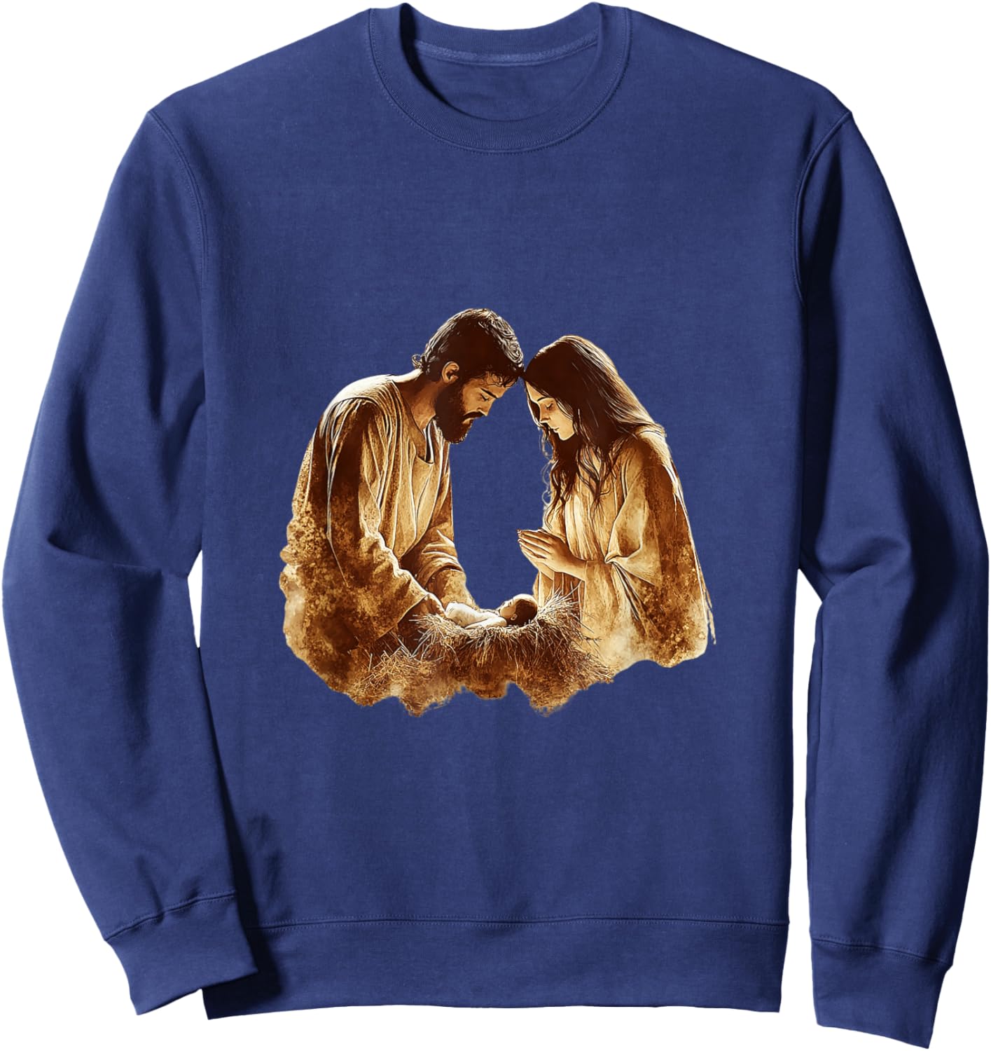 Vintage Nativity Scene Christmas Art Sweatshirt - Sweatshirt | Navy