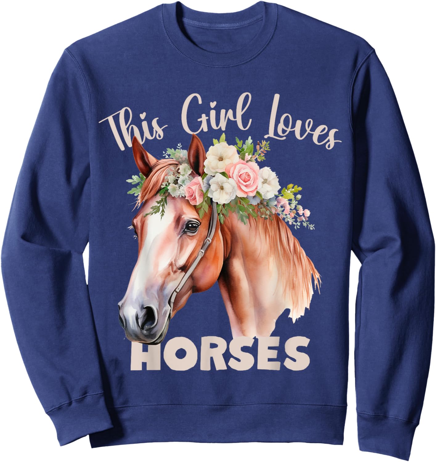 This Girl Loves Horse for Horse or Pony Loving Girls Women Sweatshirt - Sweatshirt | Navy