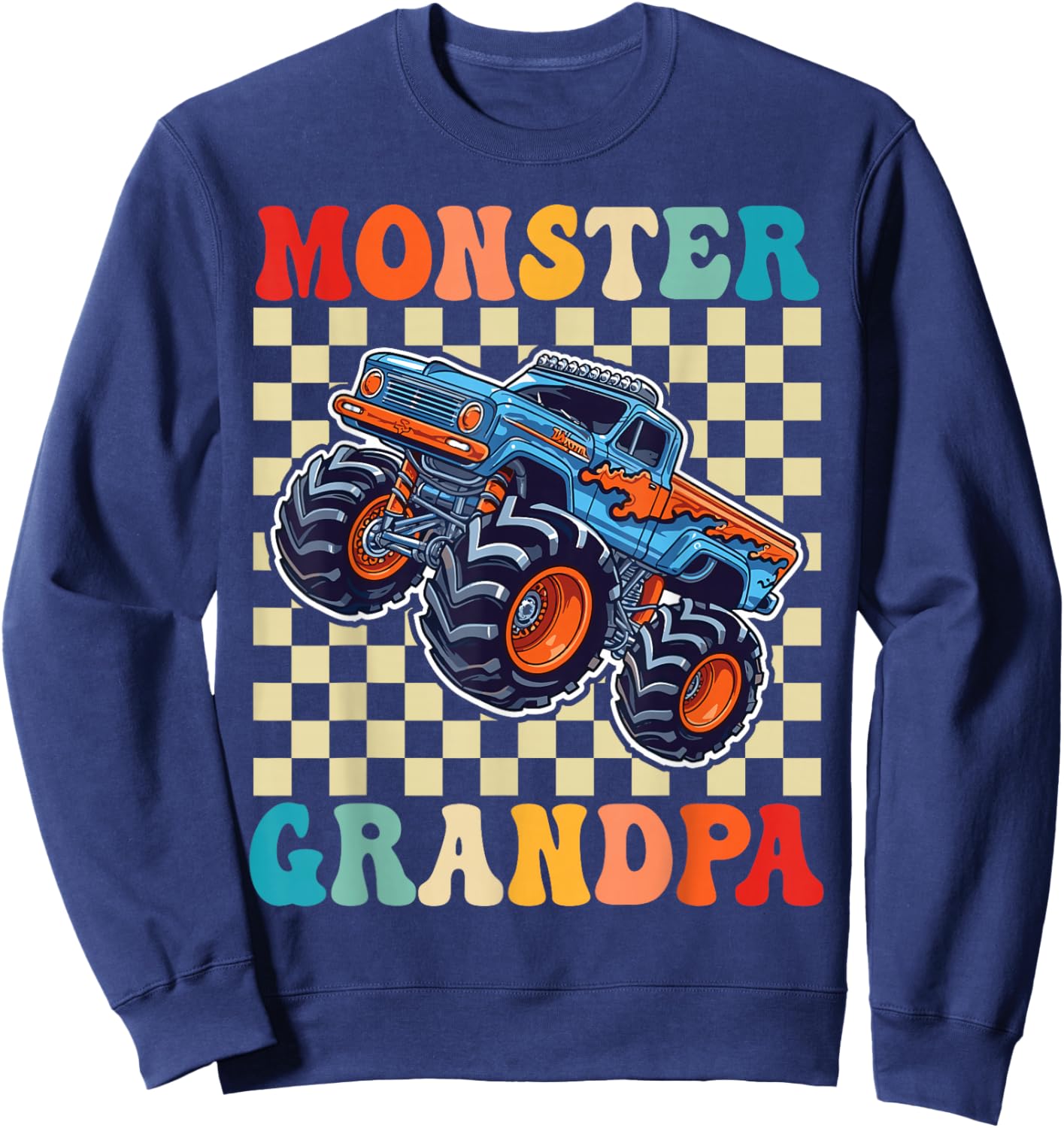 Monster Truck Grandpa Family Matching Monster Trucks Sweatshirt - Sweatshirt | Navy