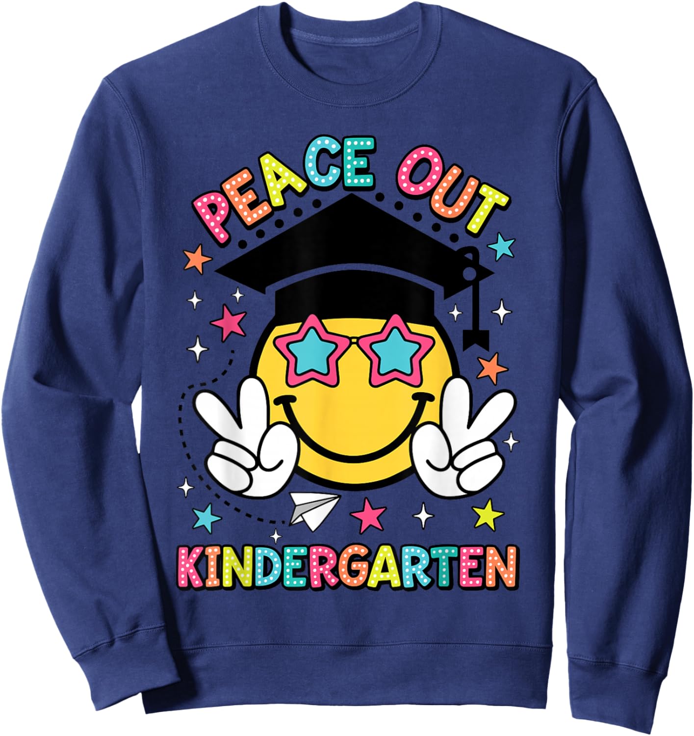 Peace Out Kindergarten Graduation Class Of 2024 Kid Boy Girl Sweatshirt - Sweatshirt | Navy