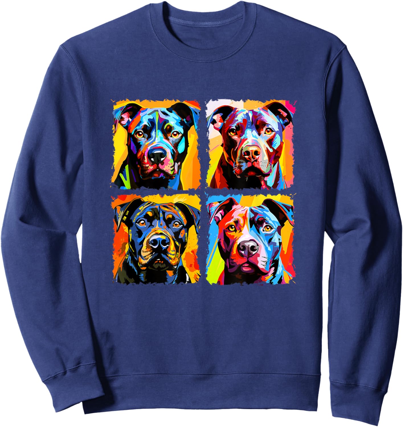 Staffordshire Bull Terrier Pop Art Colorful Drawing Staffie Sweatshirt - Sweatshirt | Navy