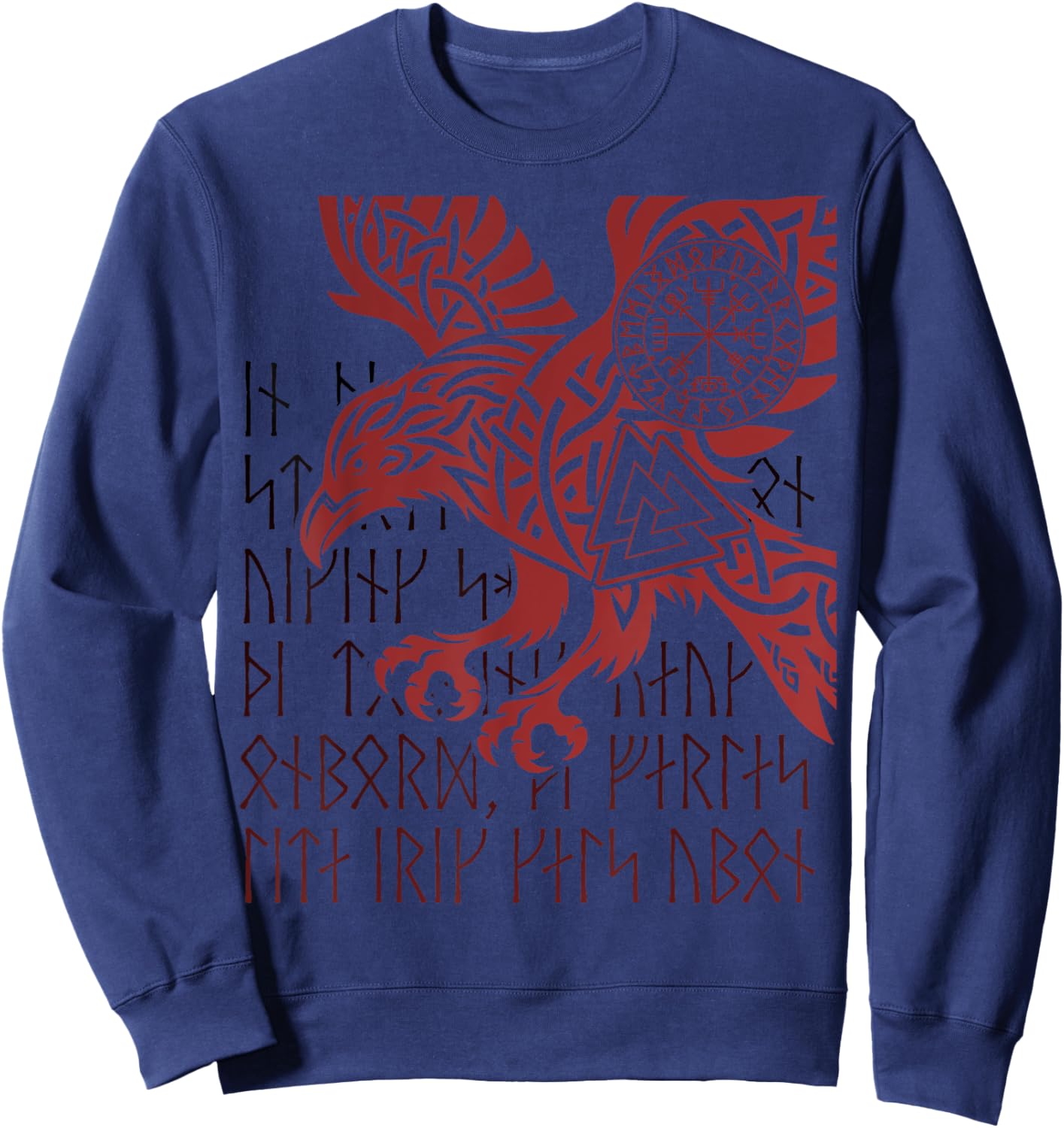Odin's Raven, Viking Compass, Valknut & Runes Viking Warrior Sweatshirt - Sweatshirt | Navy