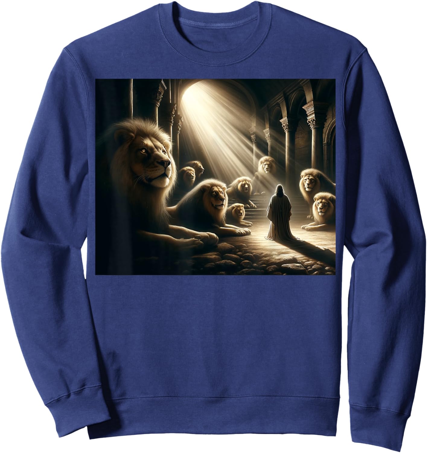 Daniel in the Lion’s Den Christian Faith-Based Apparel Sweatshirt - Sweatshirt | Navy
