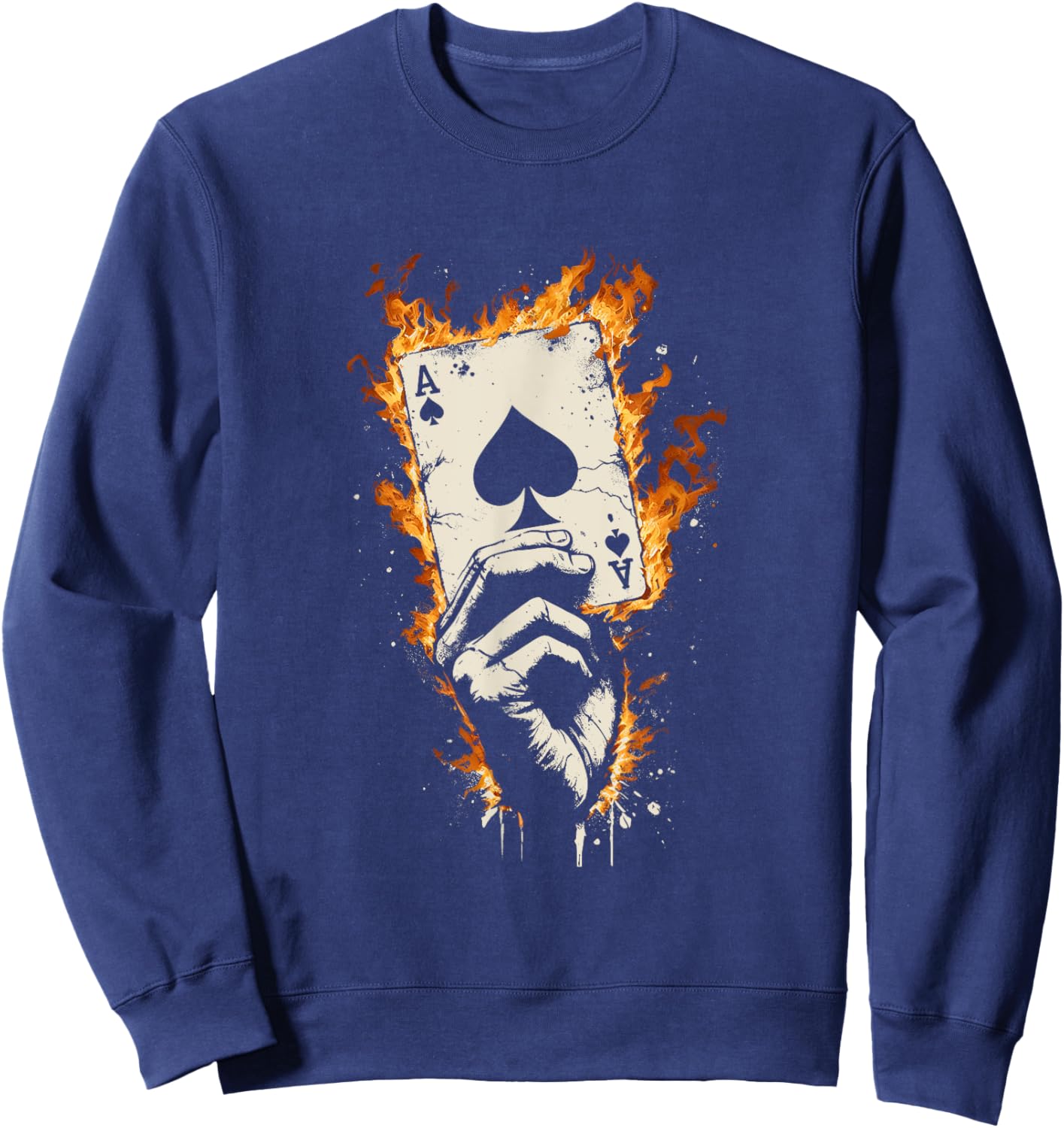 Ace Of Spades Burning - Vintage Favorite Card Game Lover Sweatshirt - Sweatshirt | Navy