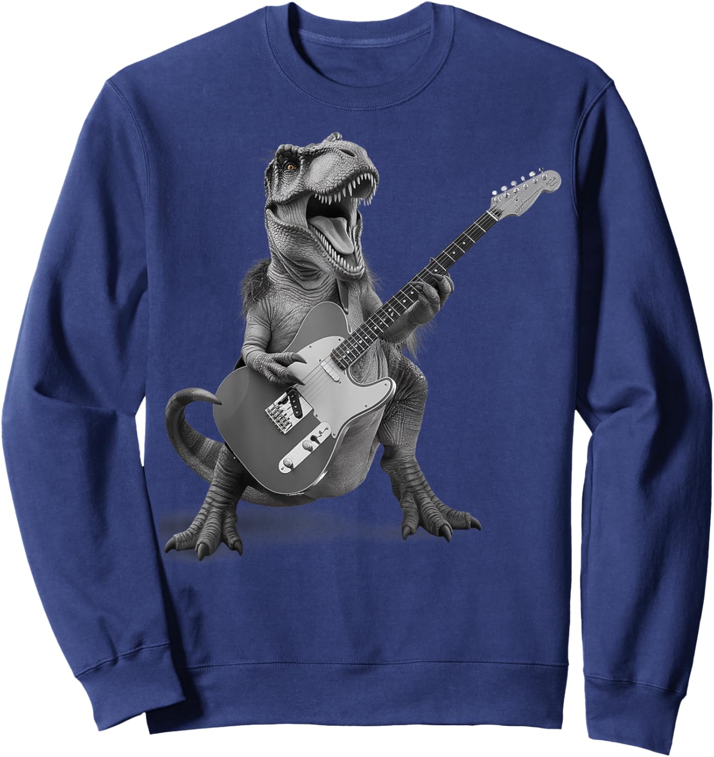 T Rex Playing Guitar Rock and Roll Dino Gifts Men Women Kid Sweatshirt - Sweatshirt | Navy