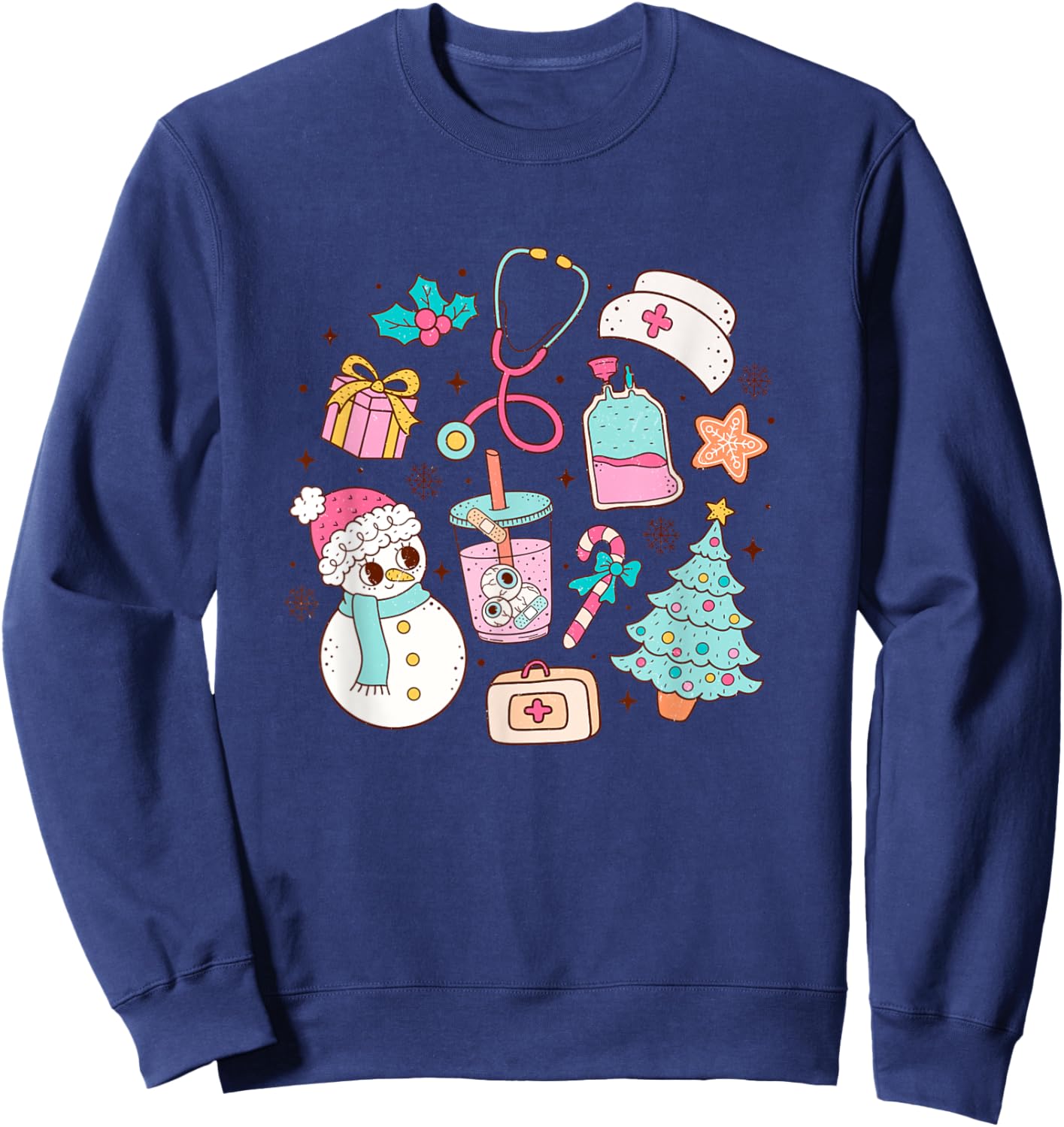 Cute Matching Christmas Nurse Medical Sweatshirt - Sweatshirt | Navy