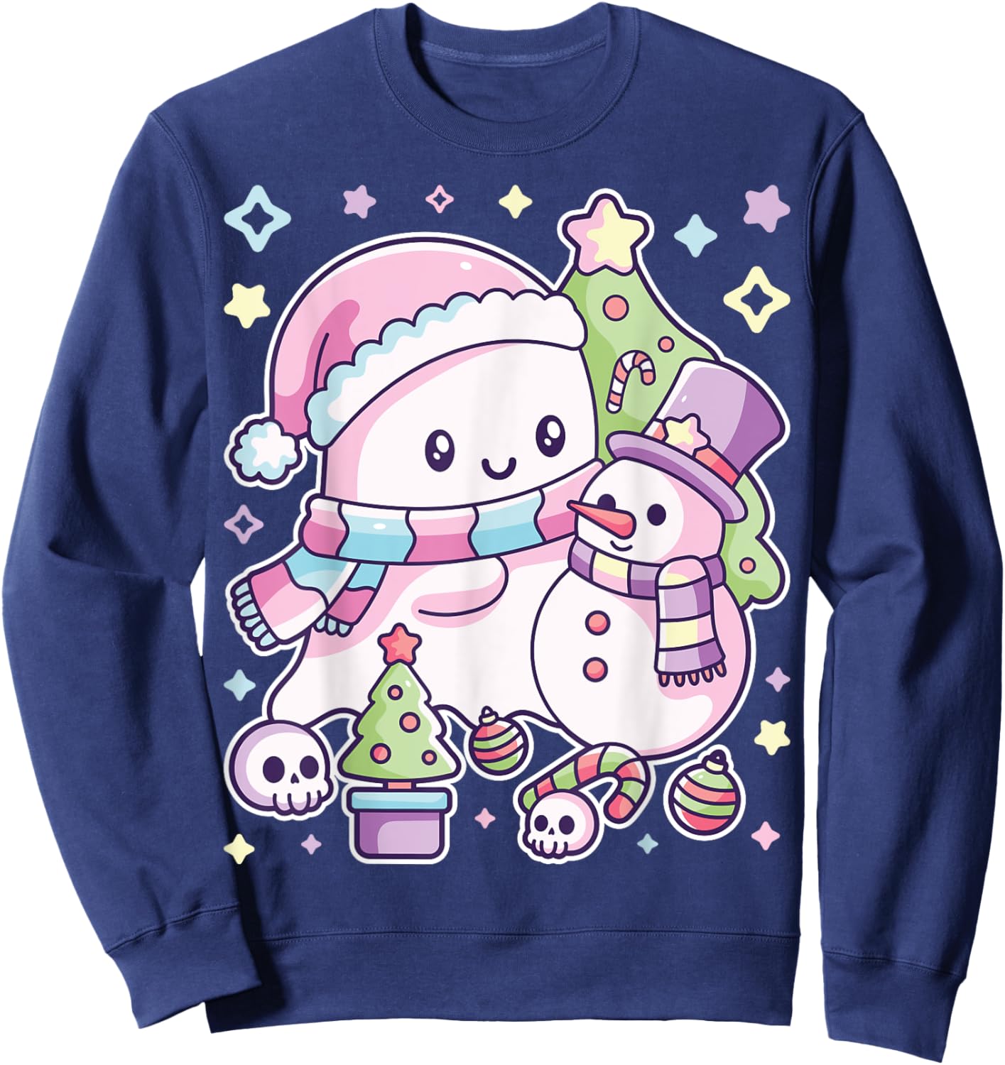 Christmas Ghost Lil Boo Xmas Girls Kids Toddler Pastel Sweatshirt - Sweatshirt | Navy