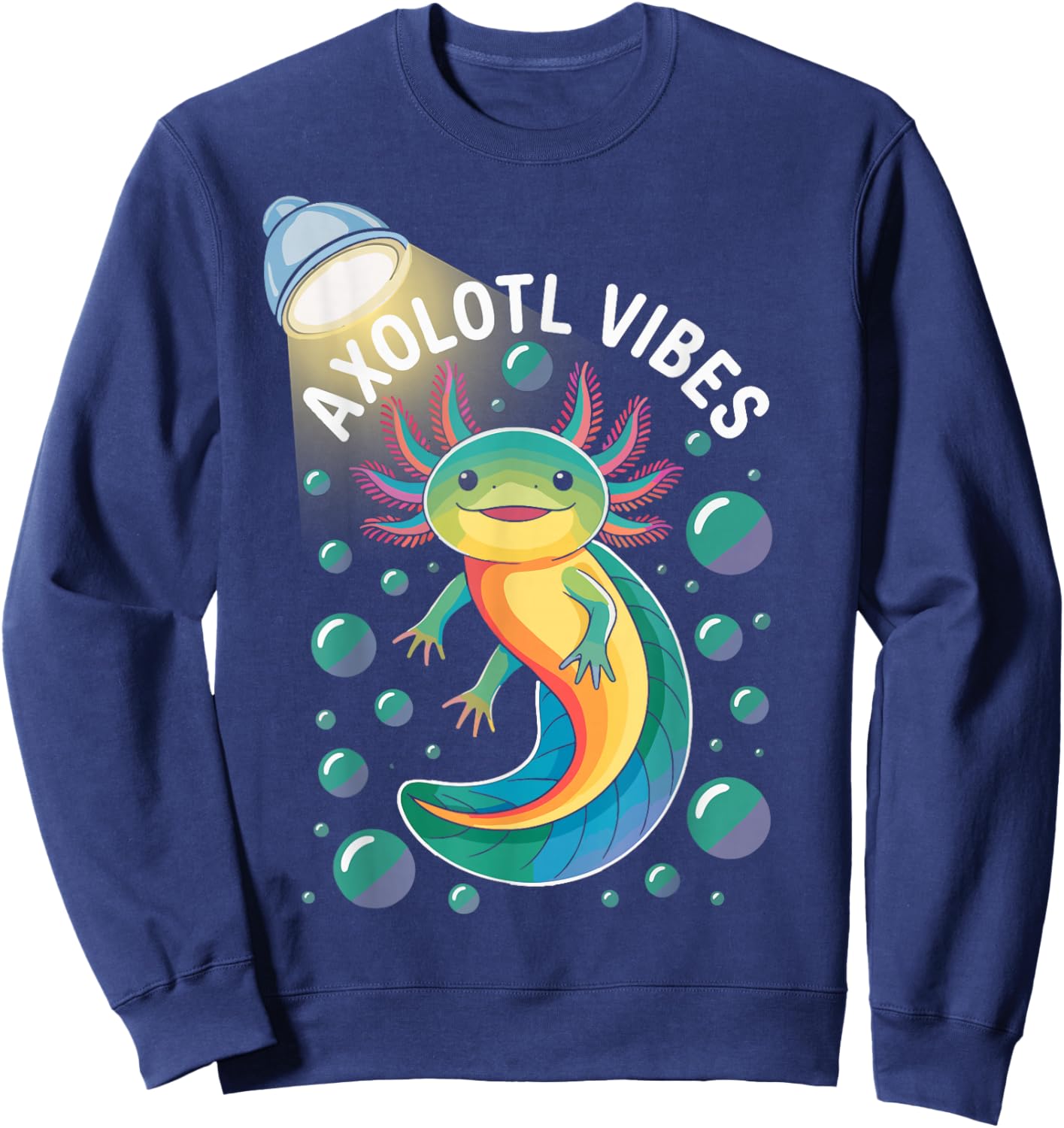 Axolotl Vibes Kawaii Axolotls Lovers Cute Axolotl' Graphic Sweatshirt - Sweatshirt | Navy