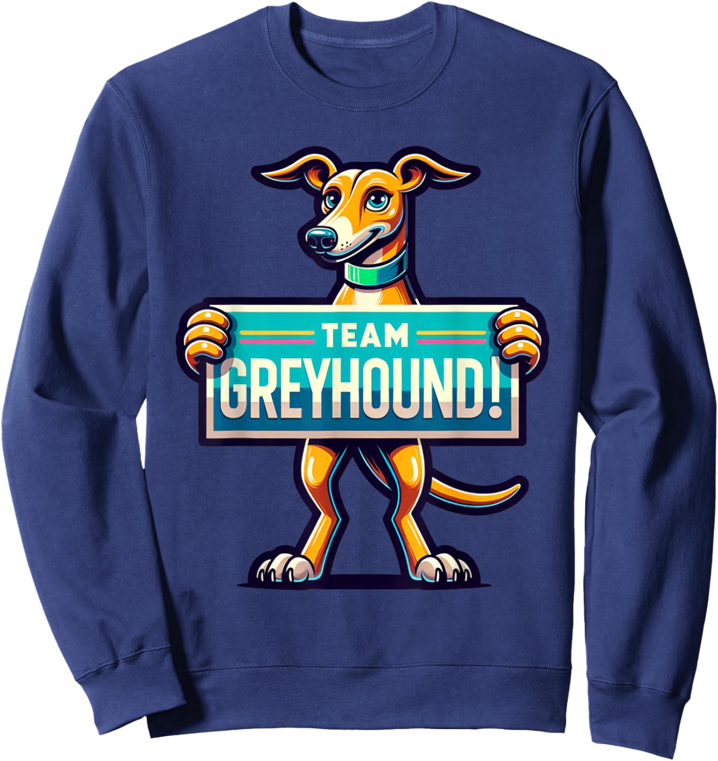 Team Greyhound, Dog Mascot, Greyhound Racing, Dog Lover Women Kids Sweatshirt - Sweatshirt | Navy