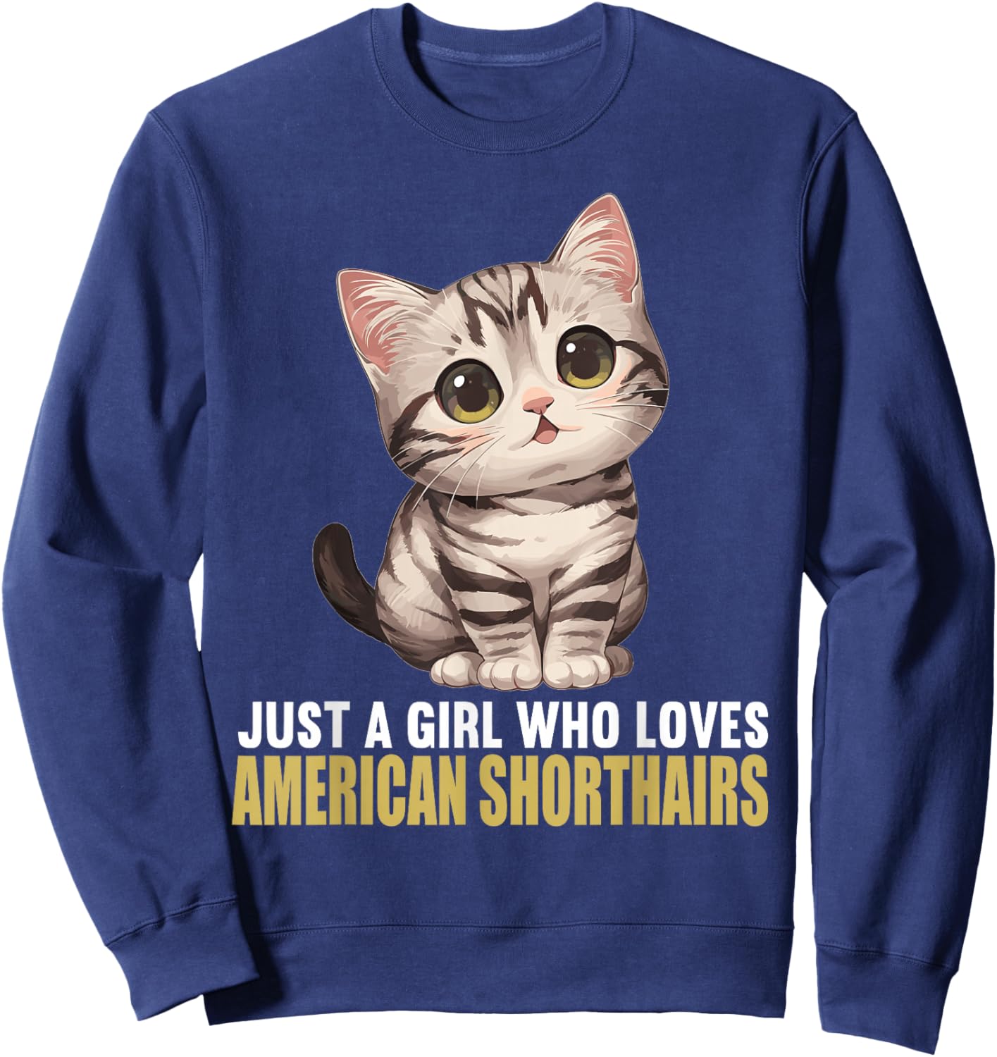 American Shorthair Cats American Shorthair Cat Sweatshirt - Sweatshirt | Navy