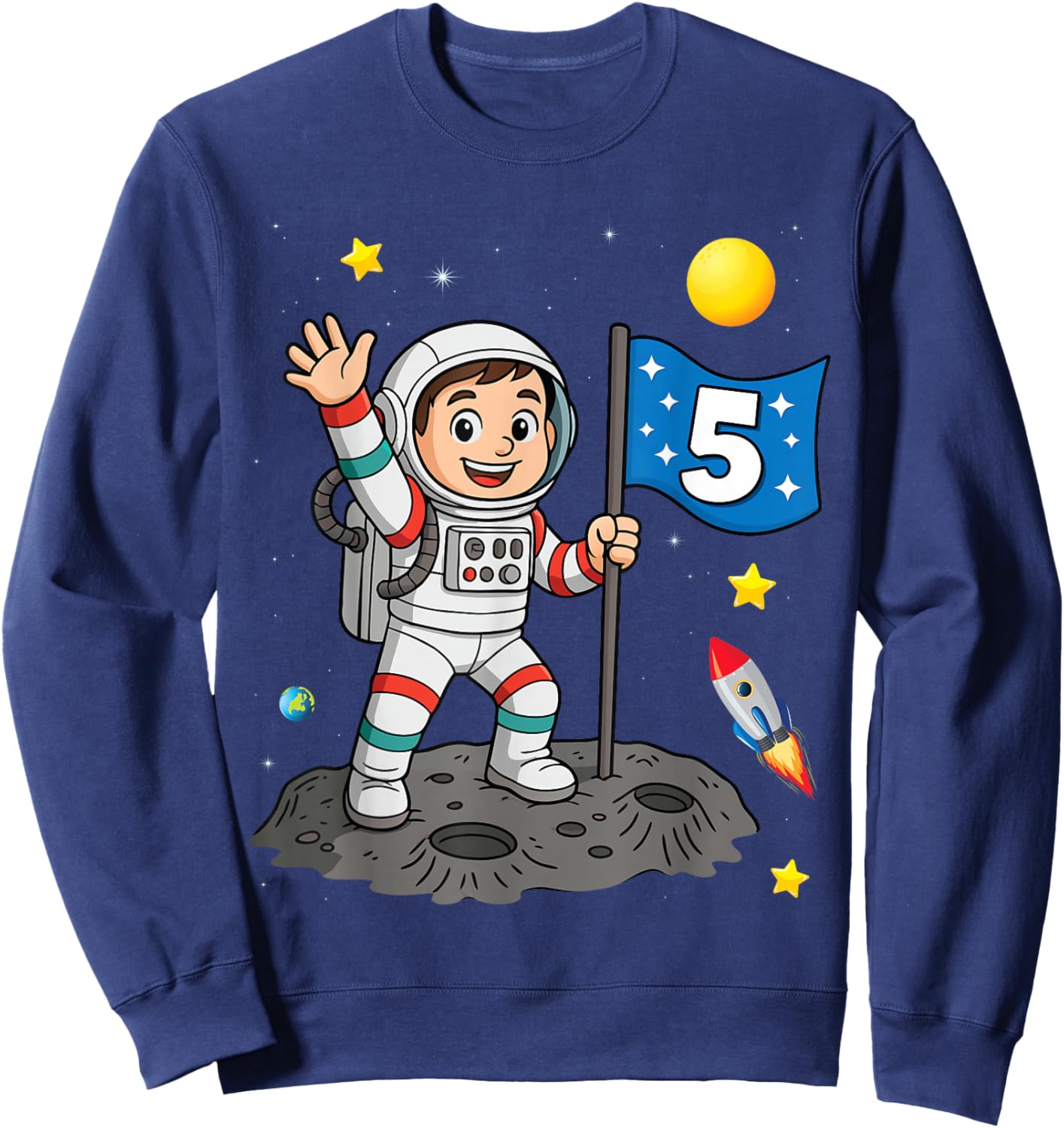 5th Birthday Astronaut All Space Boy 5th Birthday Sweatshirt - Sweatshirt | Navy