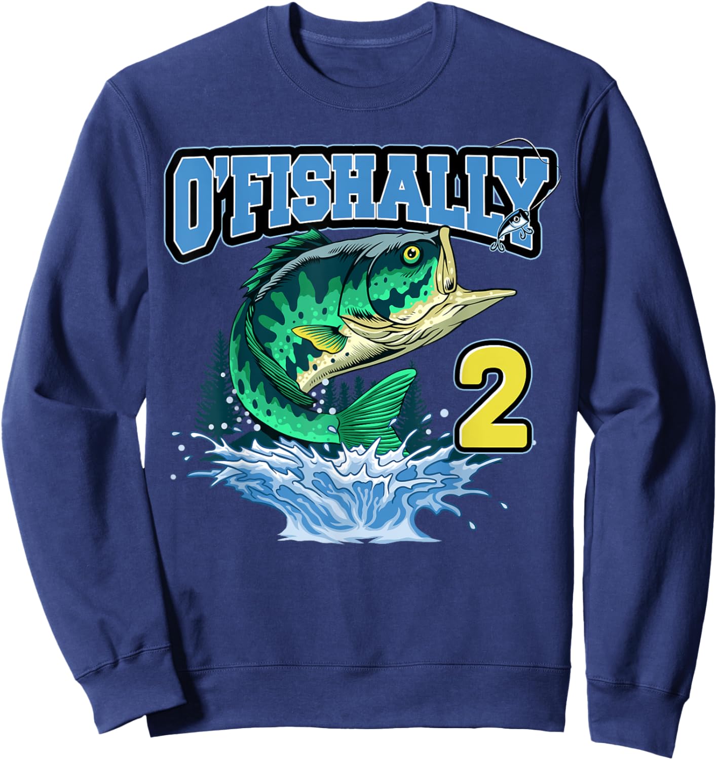 Retro O’Fishally 2 Fishing 2nd Bday 2 Years Old Sweatshirt - Sweatshirt | Navy