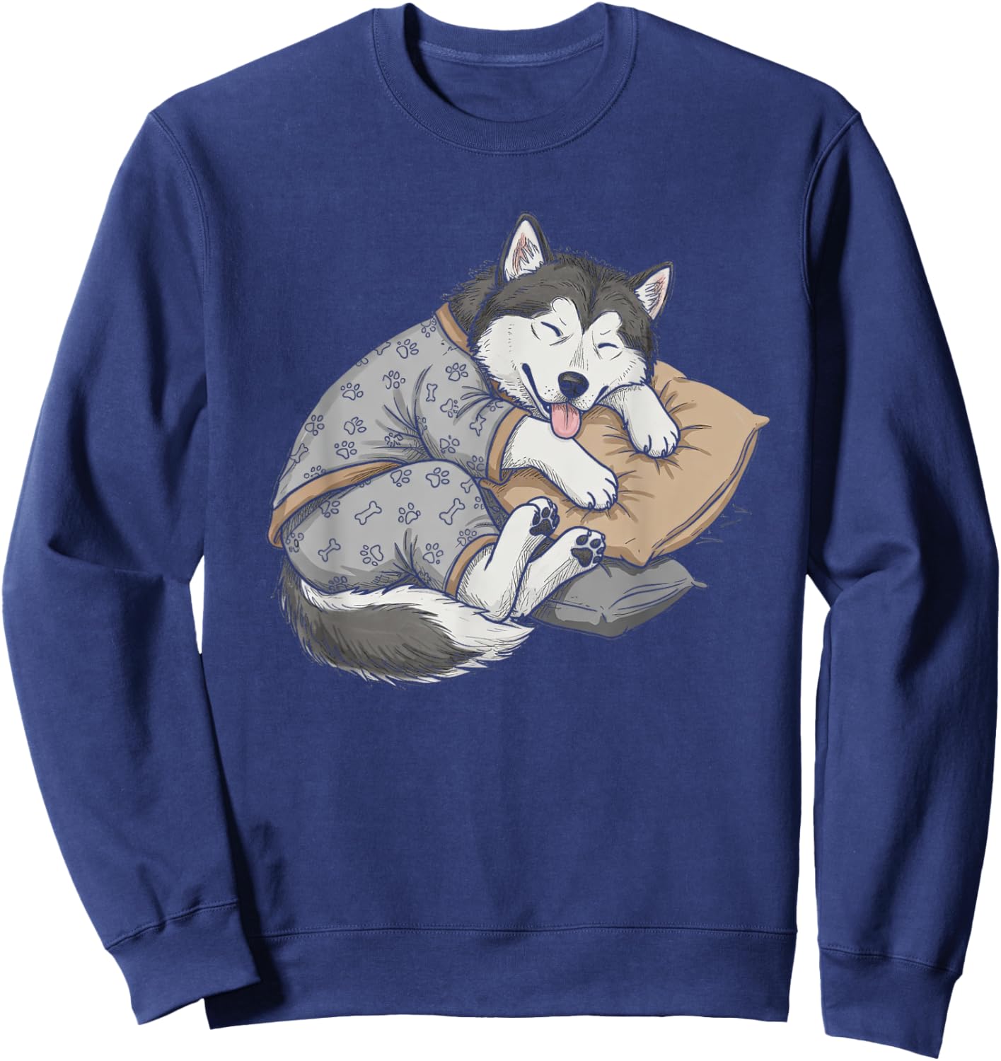 Funny Sleepy Alaskan Malamute Pajama Men Women Kids Sweatshirt - Sweatshirt | Navy