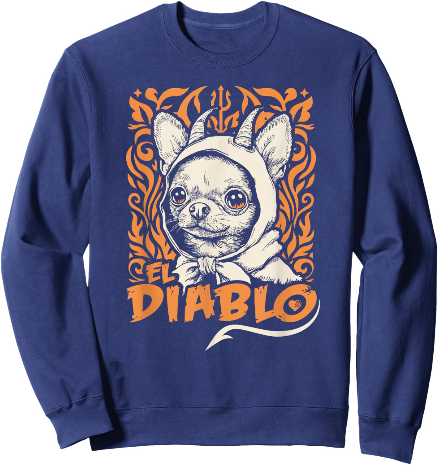 Funny Cute Spooky Ghost El Diablo Chihuahua Halloween Dog Sweatshirt - Sweatshirt | Navy