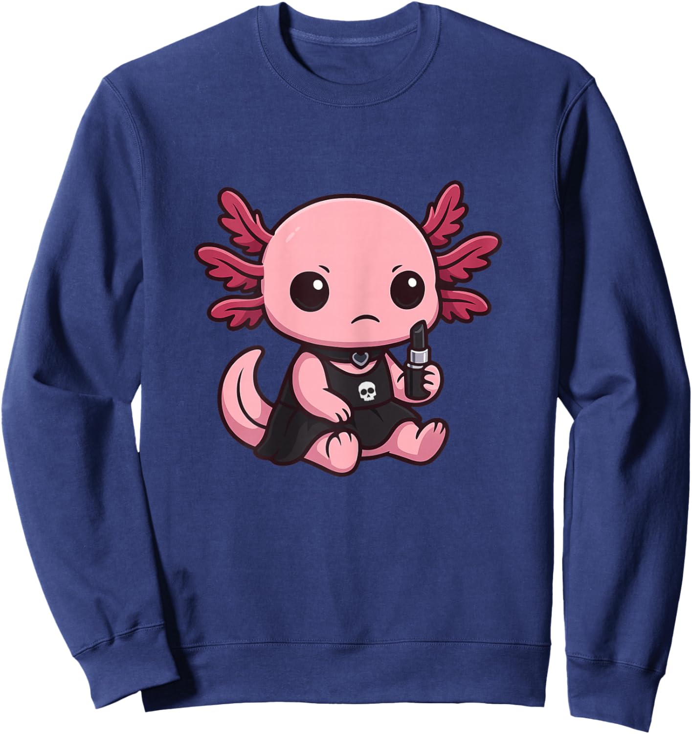 Gothic Emo Axolotl – Cute Goth Aesthetic Axolotl Art Sweatshirt - Sweatshirt | Navy