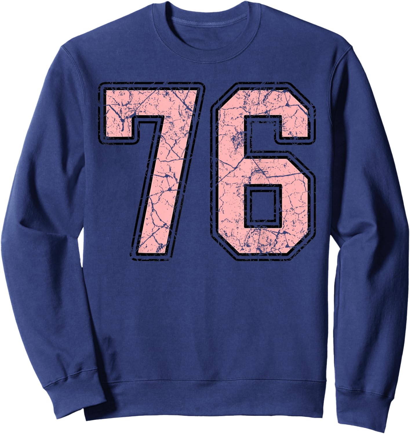 Pink and Black Number 76 Jersey Player Uniform #76 Fan Sweatshirt - Sweatshirt | Navy