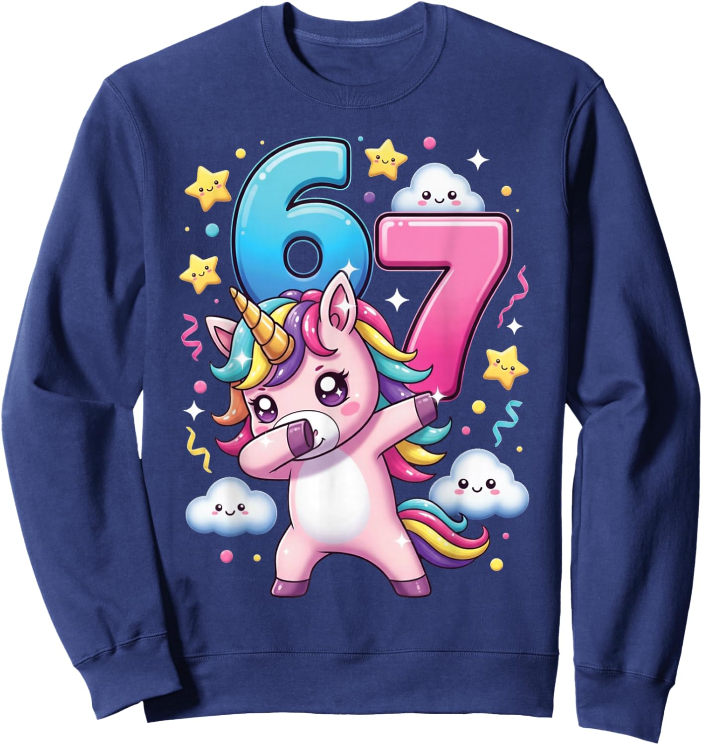67 Meme Unicorn for Girls Funny Six Seven Number Kids Youth Sweatshirt - Sweatshirt | Navy