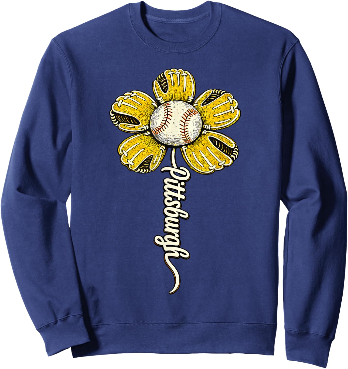 Pittsburgh Flower Women Boys Girls Kids Sweatshirt - Sweatshirt | Navy