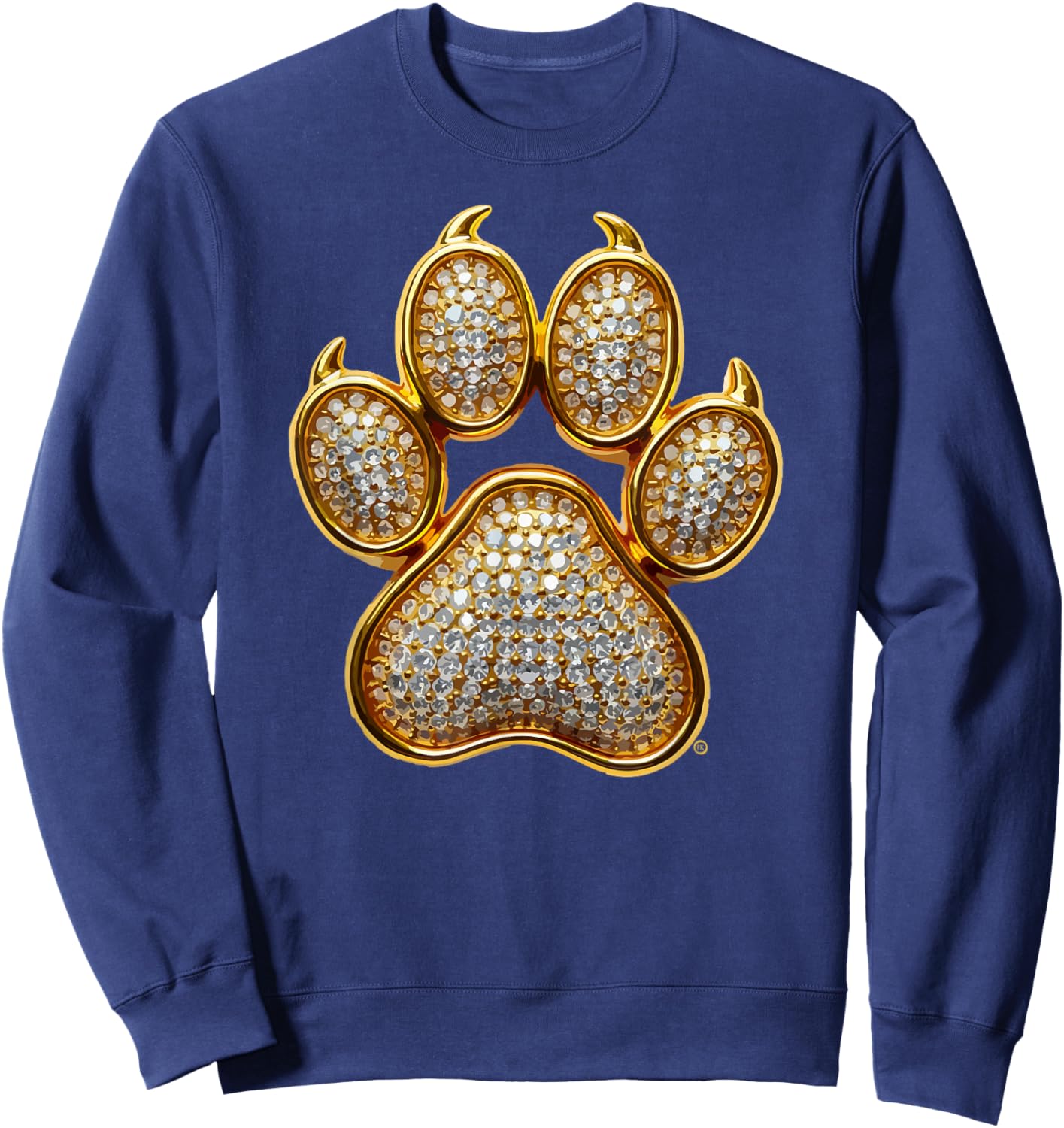 Dog Mom, Dog Dad, Gold Dog Paw, Great Bling Dog Lover Gift Sweatshirt - Sweatshirt | Navy