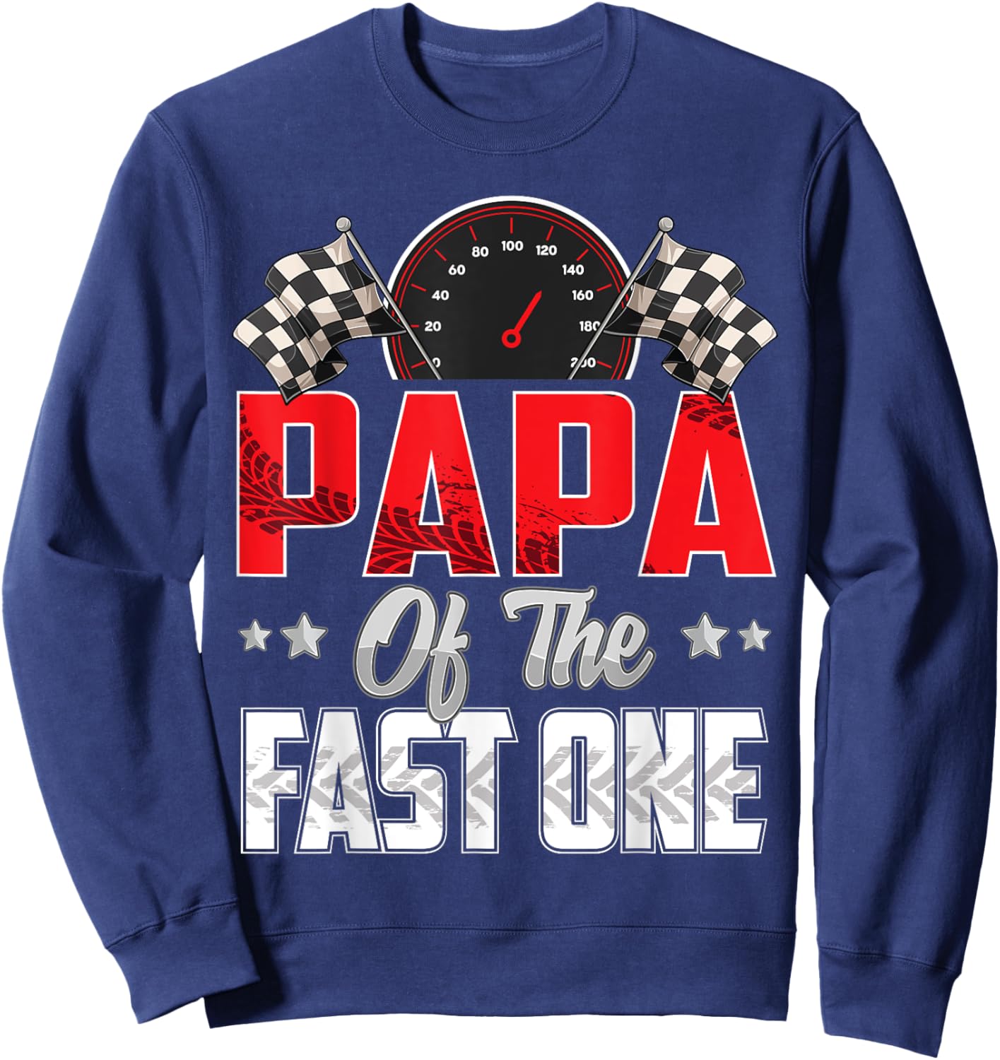 1 year old racing car fast one birthday 1st Family Papa Sweatshirt - Sweatshirt | Navy