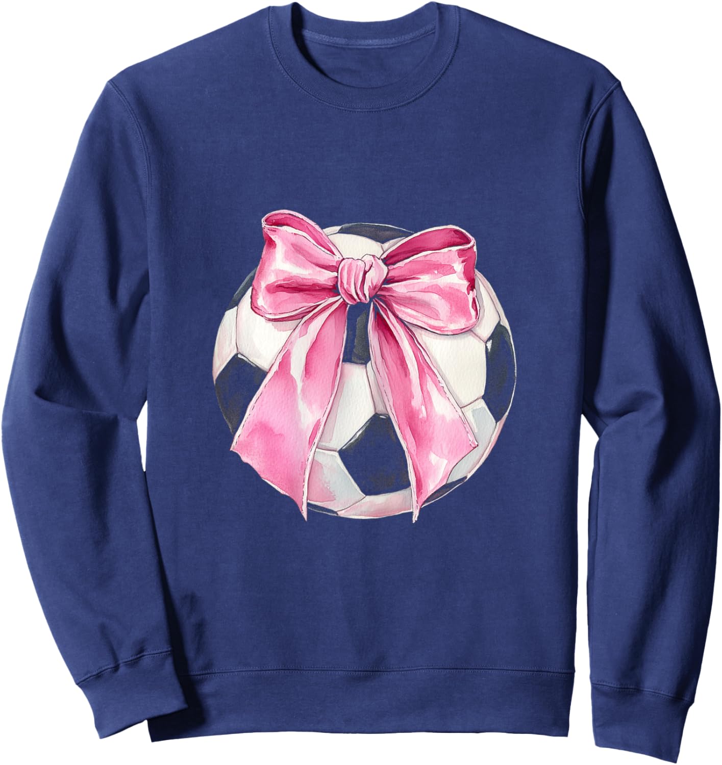 Soccer Ball Pink Coquette Bow Dainty Ribbon Girls Soccer Sweatshirt - Sweatshirt | Navy