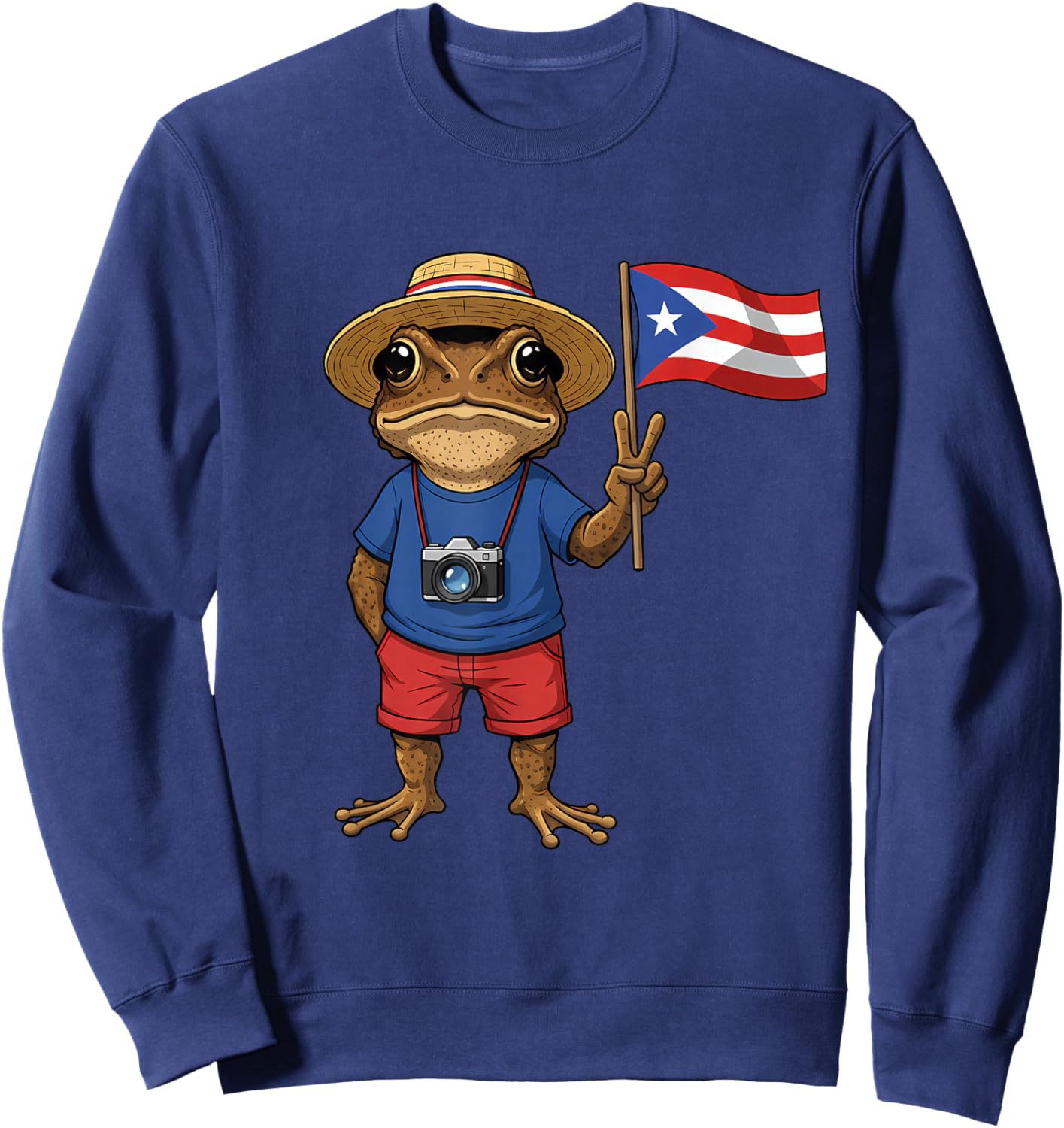Coqui Frog Puerto Rico Flag Puerto Rico Taino Boricua Sweatshirt - Sweatshirt | Navy