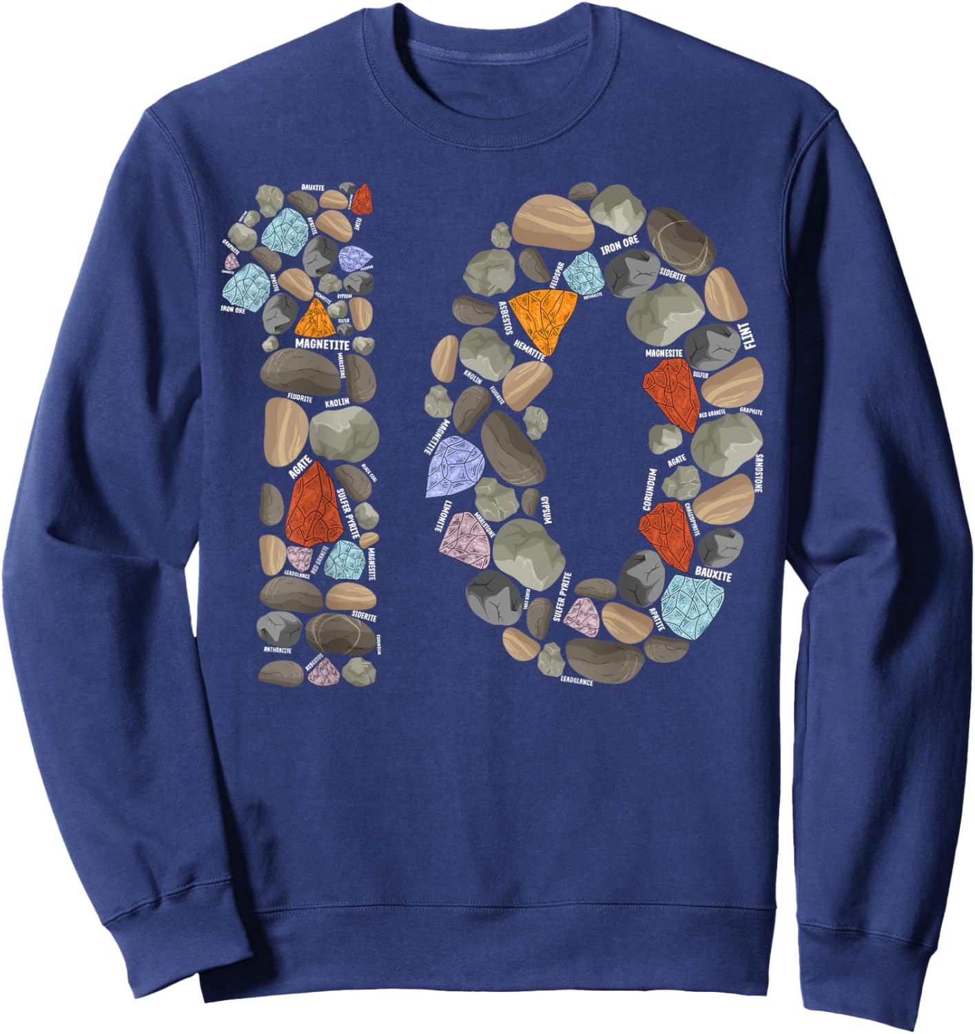 Geology Rocks 10 Years Old 10th Birthday Rock Collecting Sweatshirt - Sweatshirt | Navy