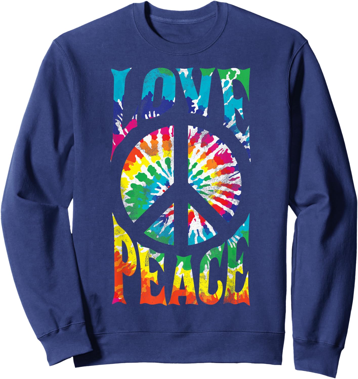 Groovy Tie Dye 70s 80s Retro Hippie Party Design Vintage Sweatshirt - Sweatshirt | Navy