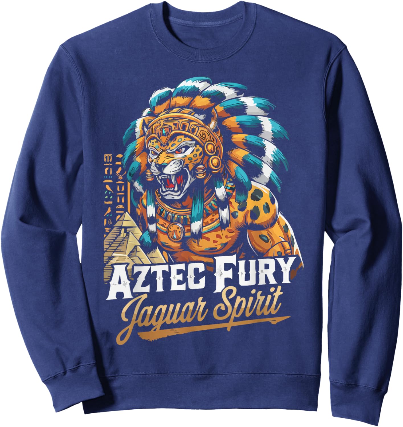 Aztec Jaguar Warrior Aztec Culture Mayan Indigenous Sweatshirt - Sweatshirt | Navy