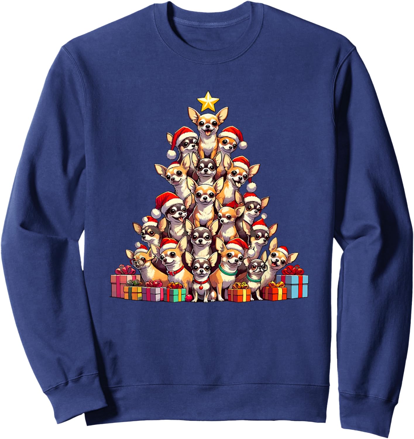 Christmas Tree Chihuahuas Chihuahua Sweatshirt - Sweatshirt | Navy