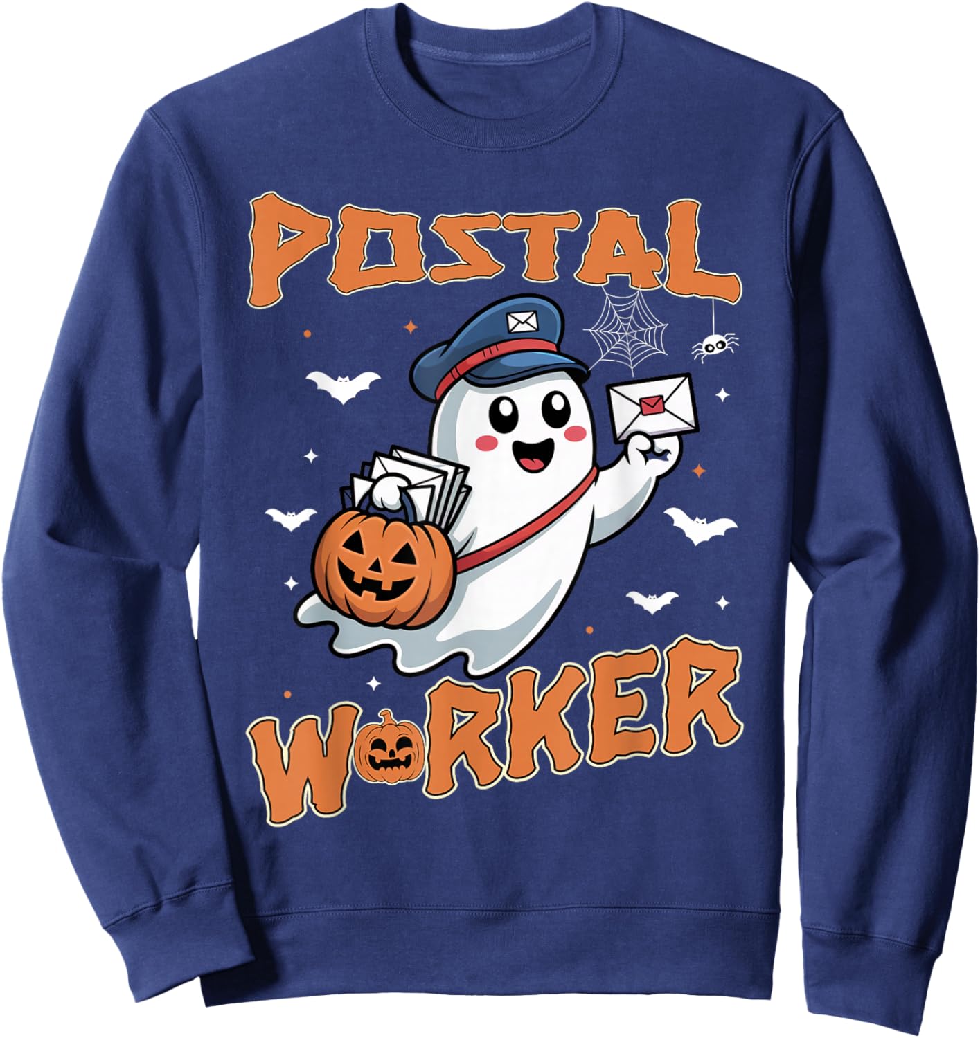 Postal Worker Pumpkin Post Office Staff Ghost Halloween Men Sweatshirt - Sweatshirt | Navy