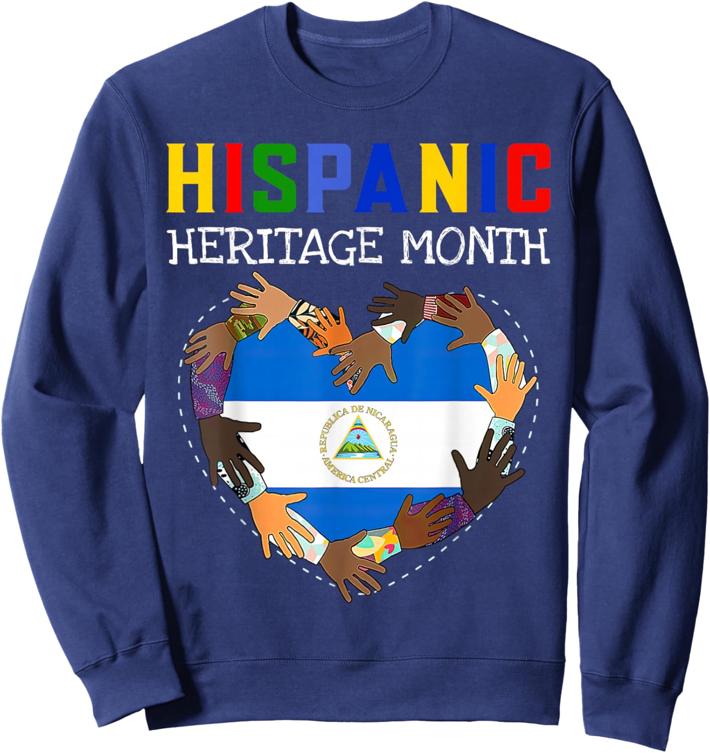Hispanic Heritage Month Nicaragua Kids Boys Girls Sweatshirt - Sweatshirt | Navy