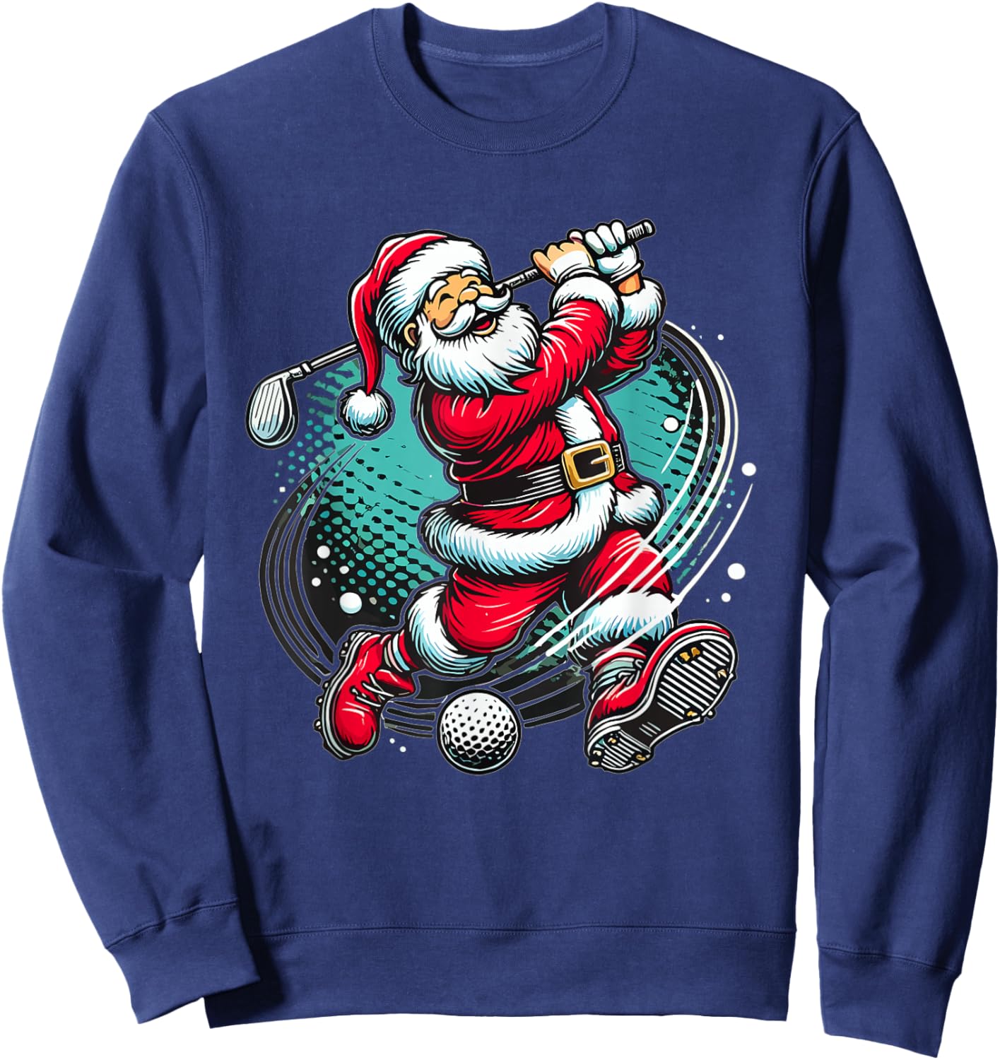 Santa Claus Playing Golf Christmas Golfer Xmas Sweatshirt - Sweatshirt | Navy