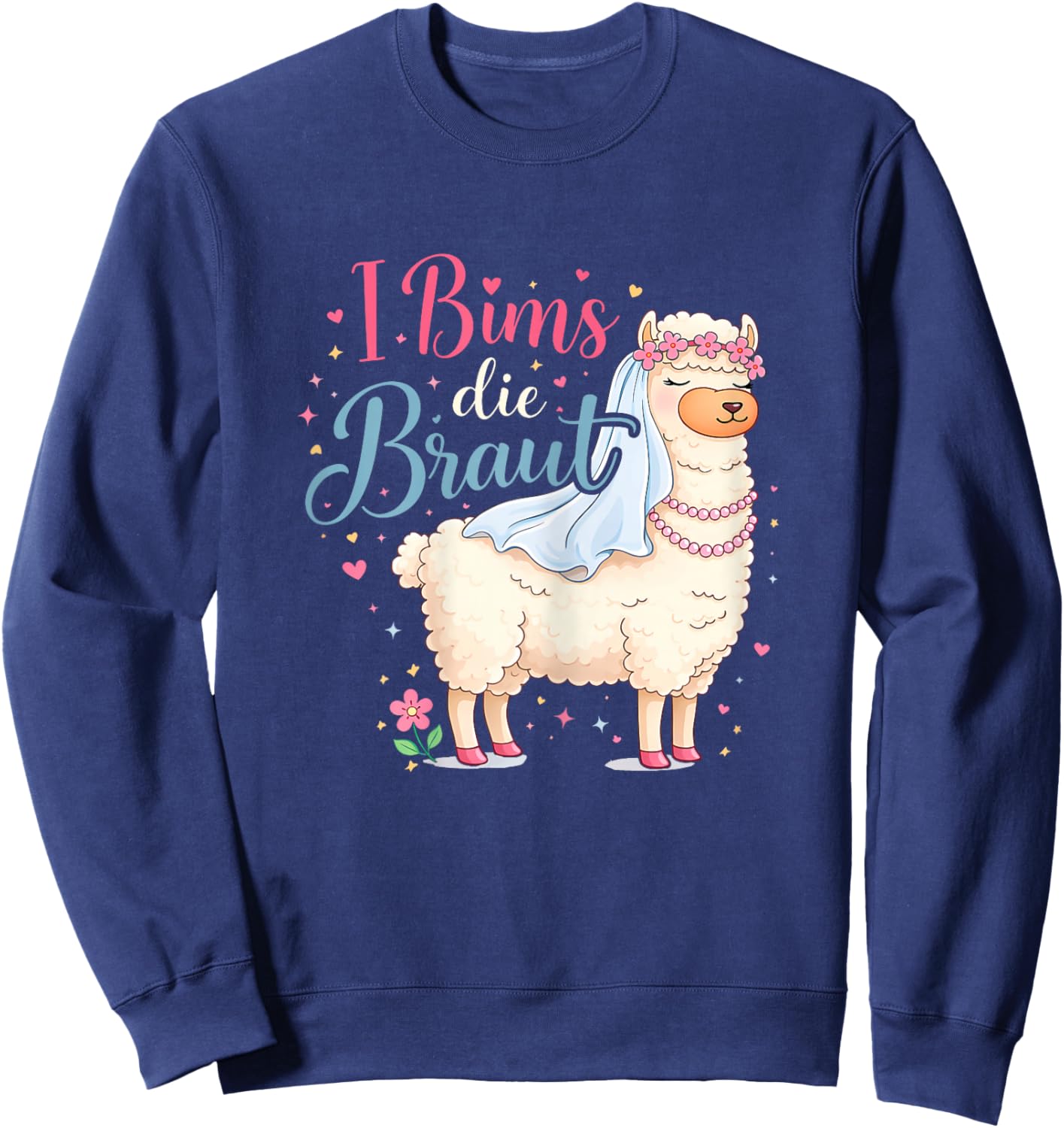 I bims die die Braut Hochzeit Motiv Lama Alpaka JGA Party Sweatshirt - Sweatshirt | Navy