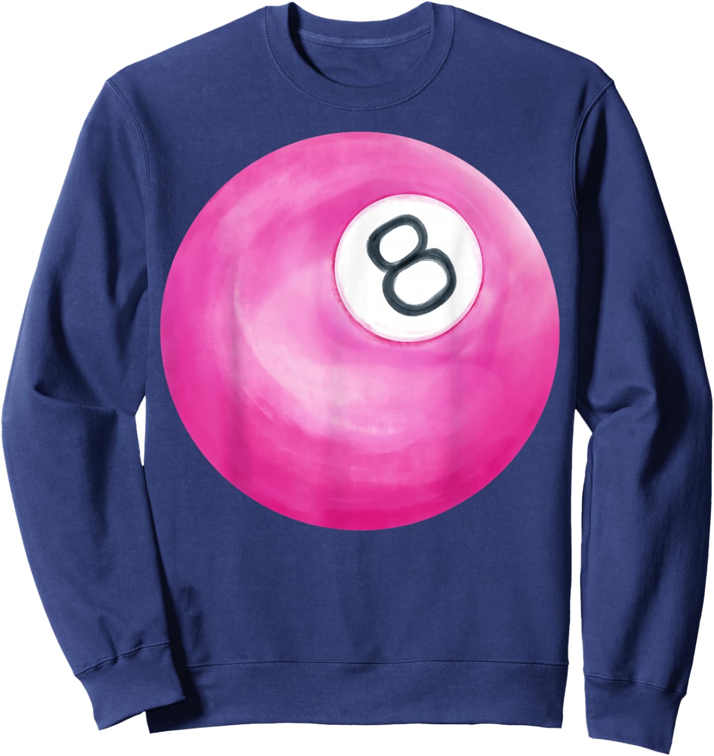 Hand Painted Hot Pink 8 Ball, Billiard and Pool Ball Sweatshirt - Sweatshirt | Navy