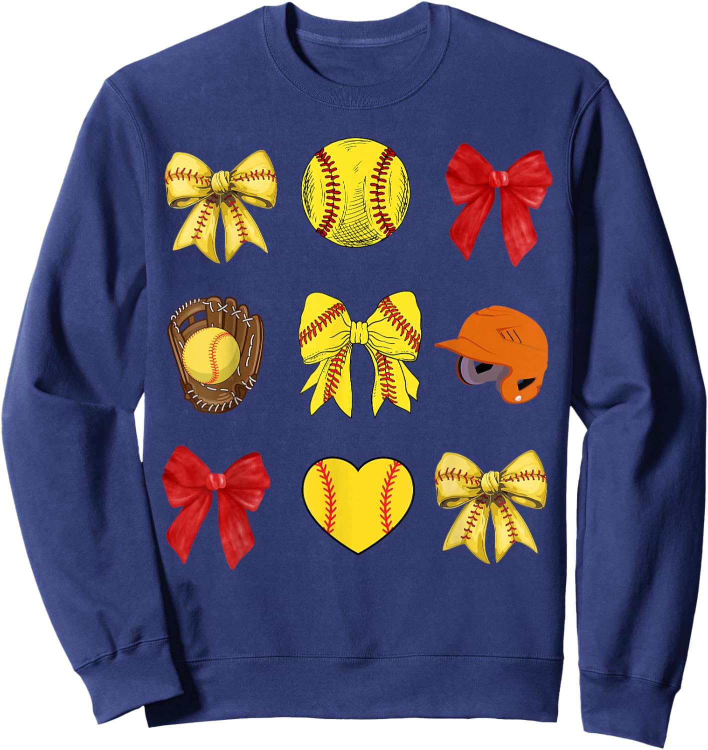 Softball Coquette Bow Softball Mama Softball Mom Mothers Day Sweatshirt - Sweatshirt | Navy