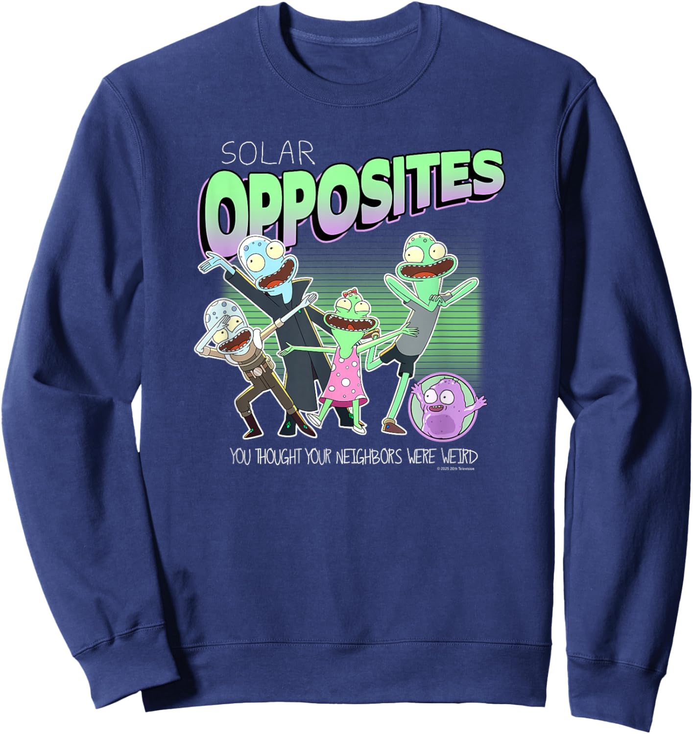 Solar Opposites Character Group Weird Neighbors Cartoon Sweatshirt - Sweatshirt | Navy