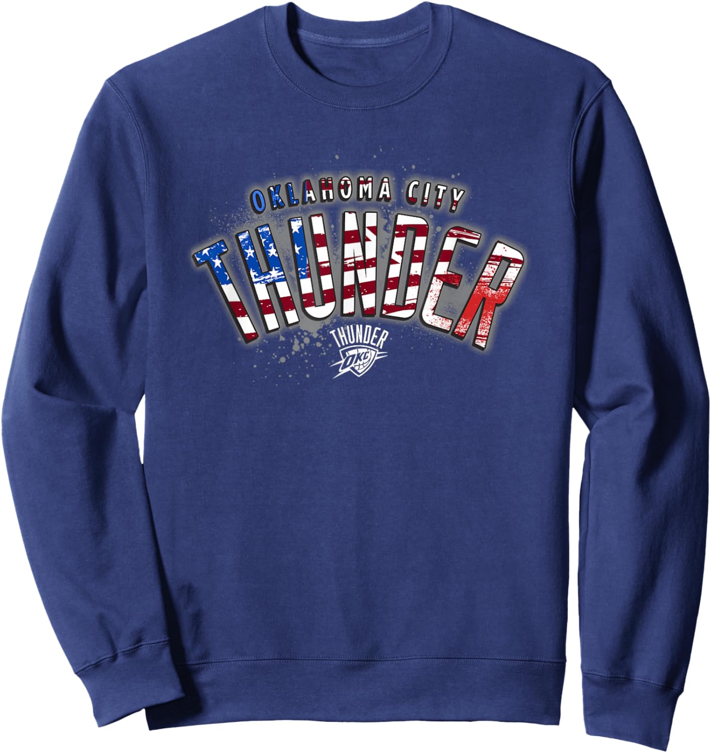 NBA Oklahoma City Thunder American Flag Distressed Paint Sweatshirt - Sweatshirt | Navy