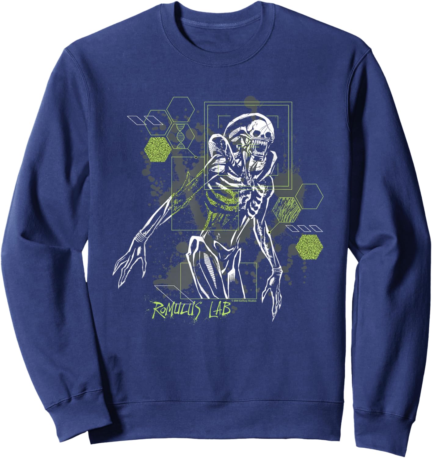 Alien: Romulus Distressed Neon Romulus Lab Schematic Sweatshirt - Sweatshirt | Navy