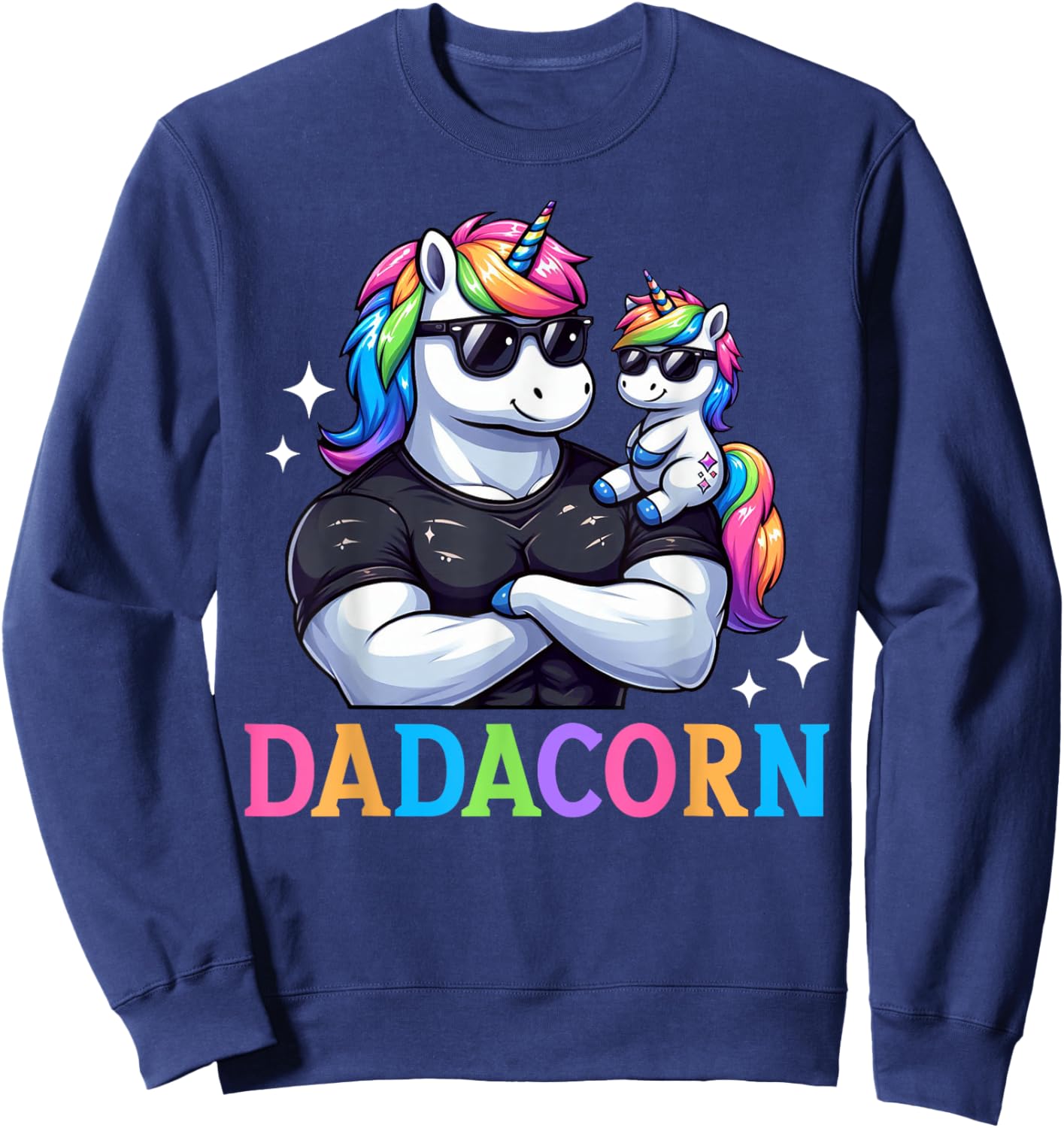 Dadacorn Unicorn Dad Papa Father's Day Daughter Sweatshirt - Sweatshirt | Navy