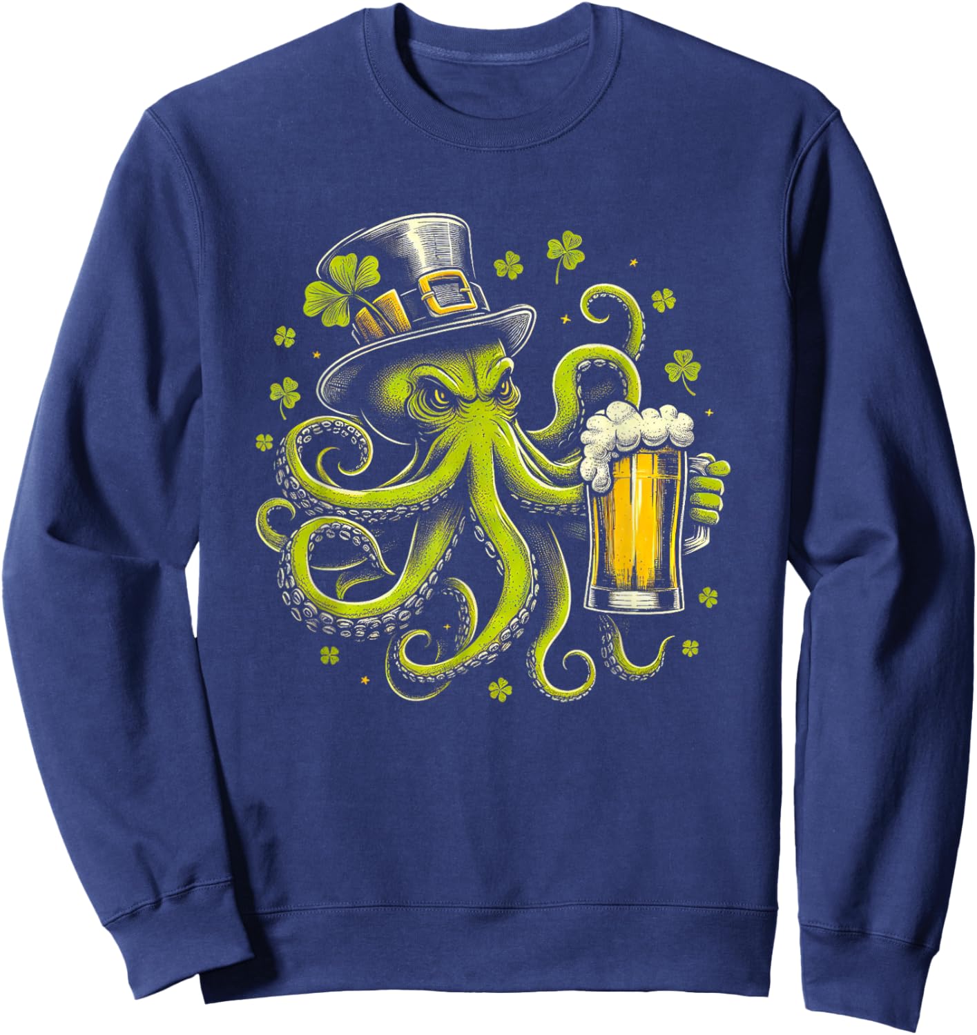 Irish Octopus With Beer St. Patrick's Day Ireland Sweatshirt - Sweatshirt | Navy