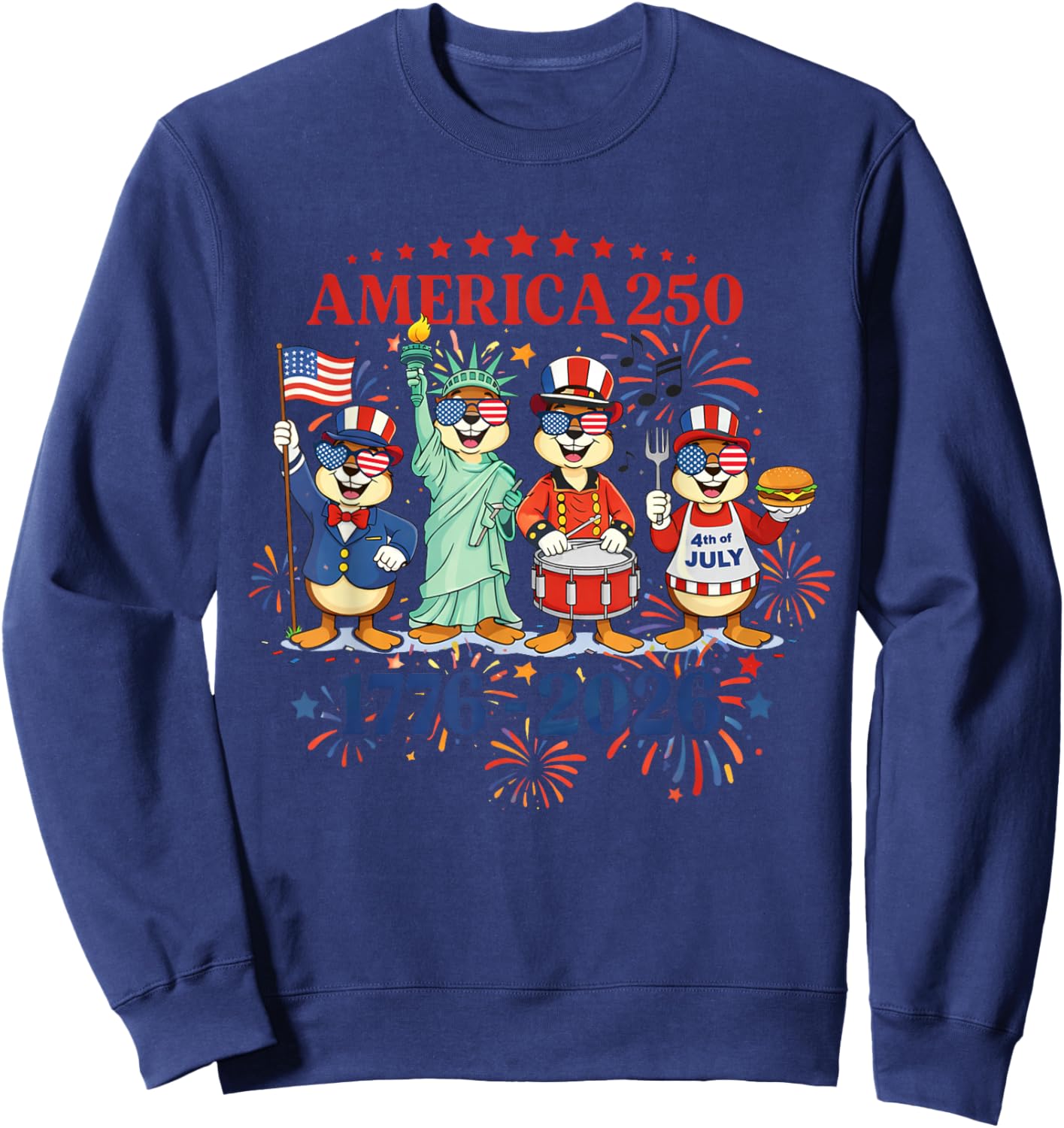 250th Anniversary USA Patriotic 250 Years American 4th July Sweatshirt - Sweatshirt | Navy