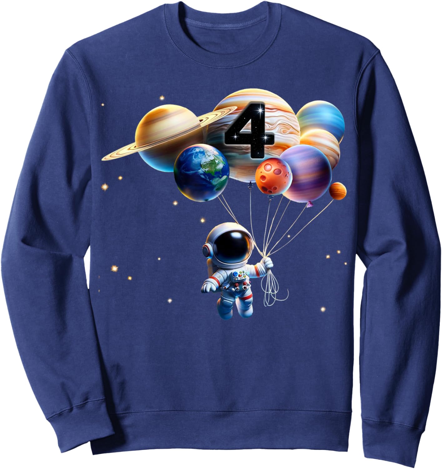 4 Years Old Birthday Boy Gifts Astronaut Planet 4th Four Sweatshirt - Sweatshirt | Navy