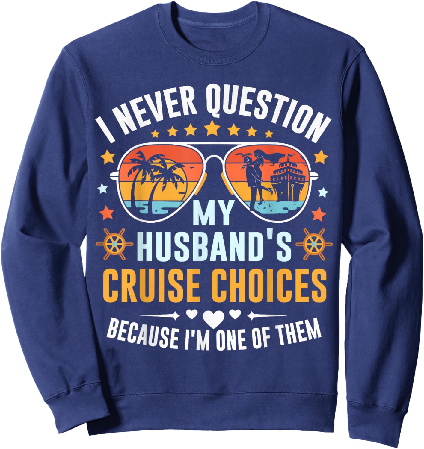 Matching Couples Cruise Women Candy Husband and Wife Cruise Sweatshirt - Sweatshirt | Navy