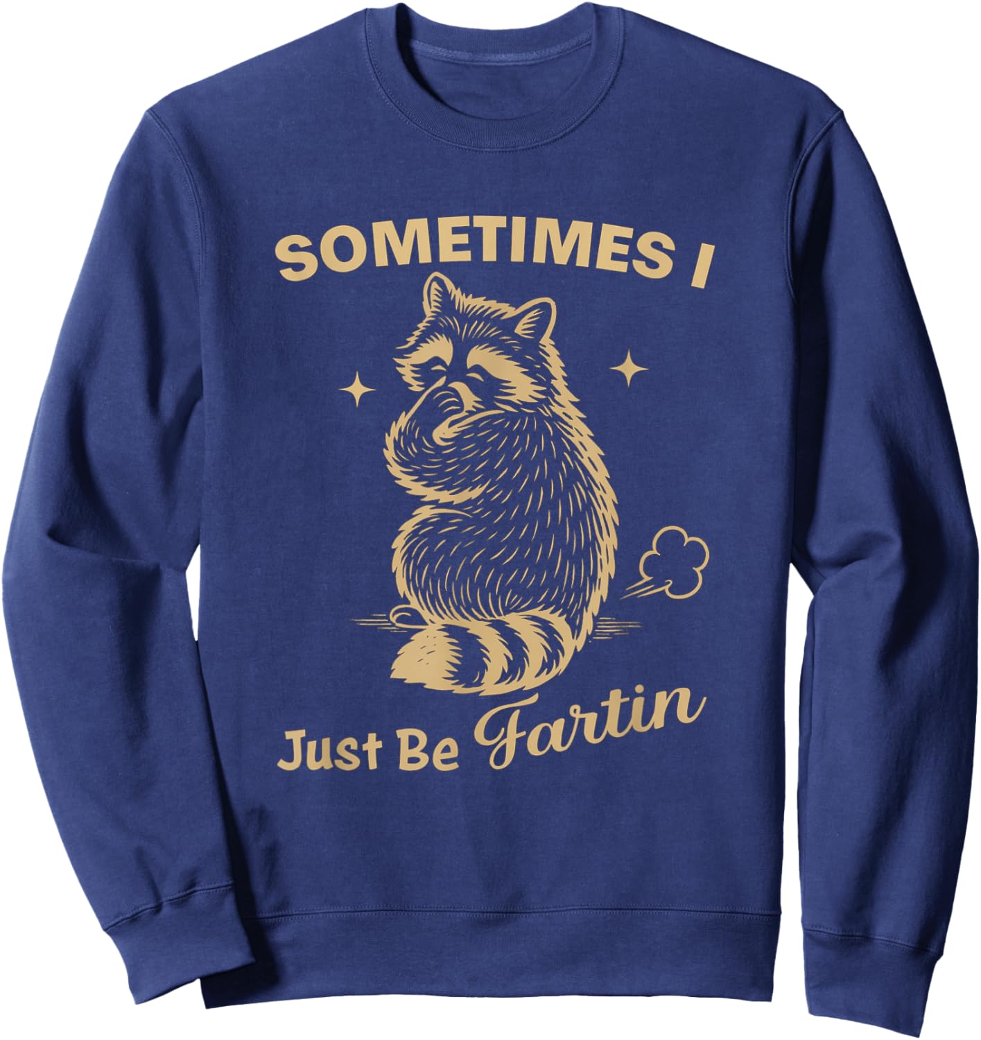 Sometimes I Just Be Farting Funny Vintage Raccoon Graphic Sweatshirt - Sweatshirt | Navy
