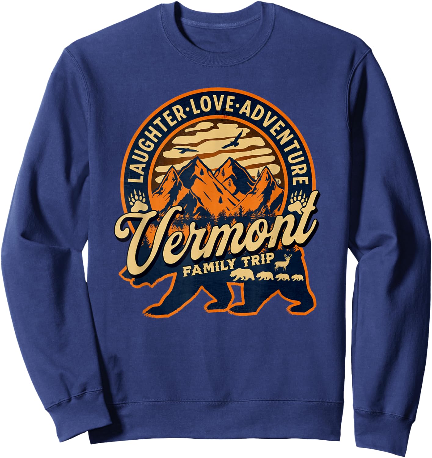 Vermont Family Trip Mountains Camping Adventure Souvenir Sweatshirt - Sweatshirt | Navy
