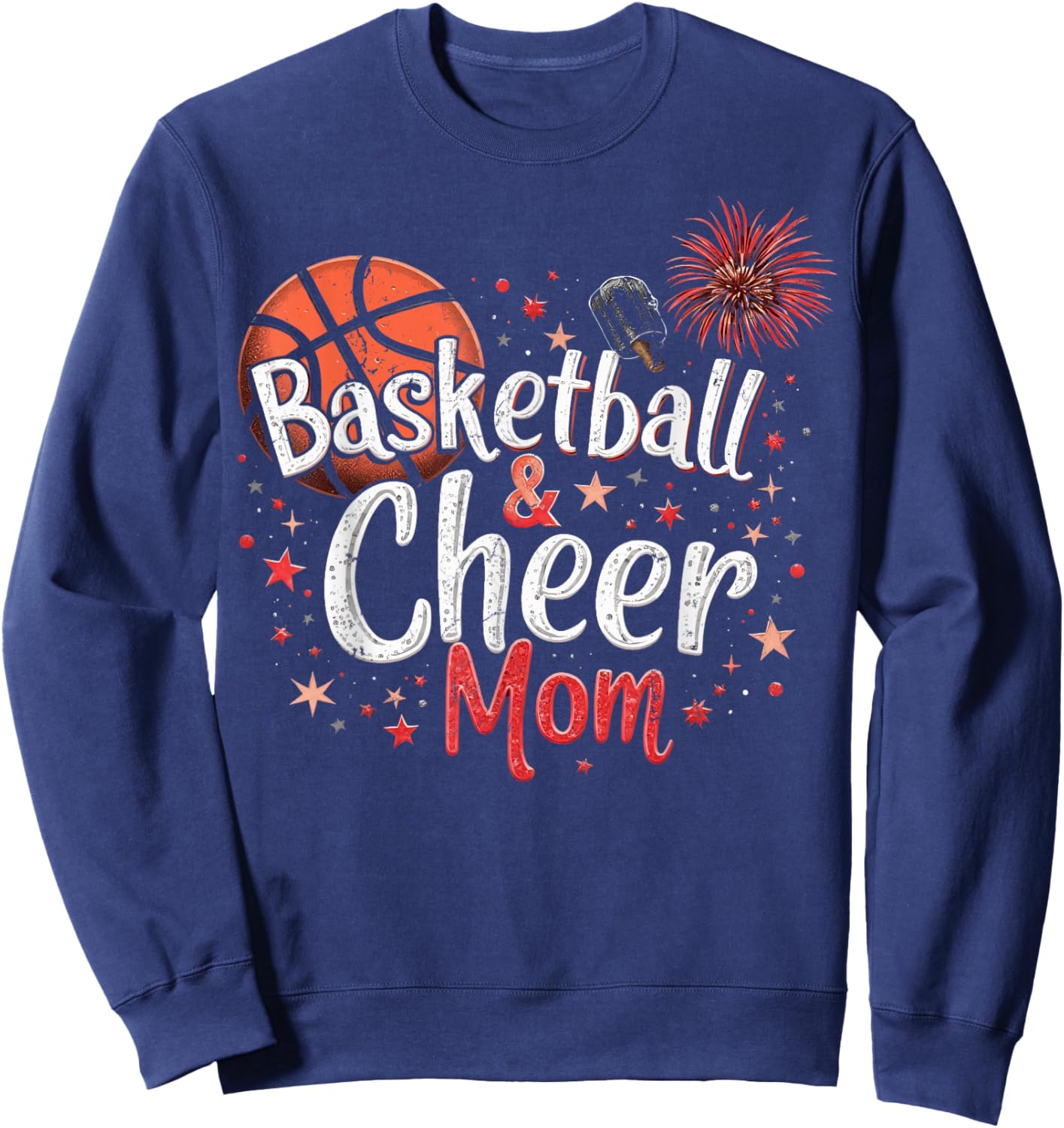 Basketball And Cheer Mom Basketball Cheer Mother Sweatshirt - Sweatshirt | Navy