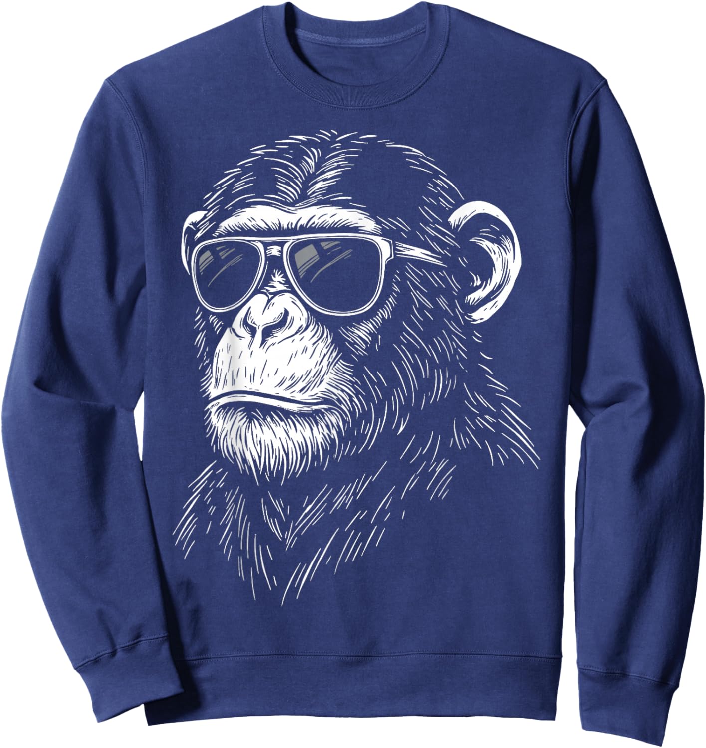 Chimpanzee Sunglasses Chimp Primate Wildlife Sweatshirt - Sweatshirt | Navy